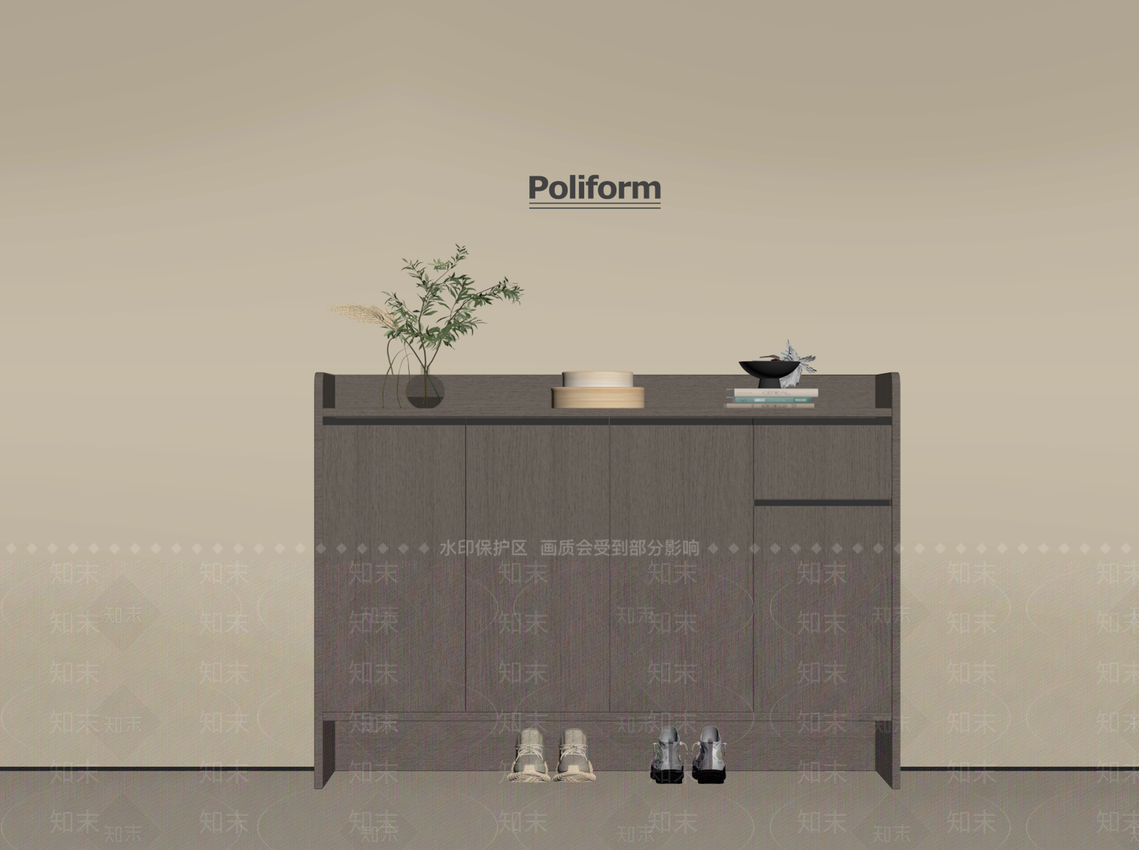 现代鞋柜SU模型下载【ID:1192218334】