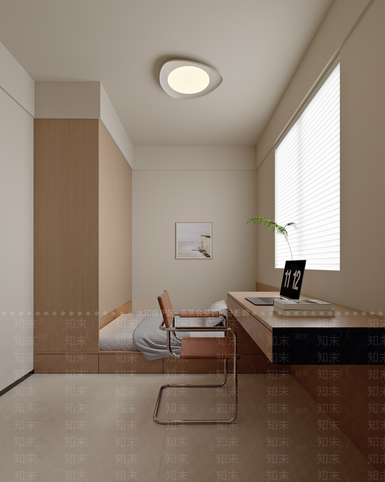 现代原木榻榻米卧室3D模型下载【ID:1192220044】