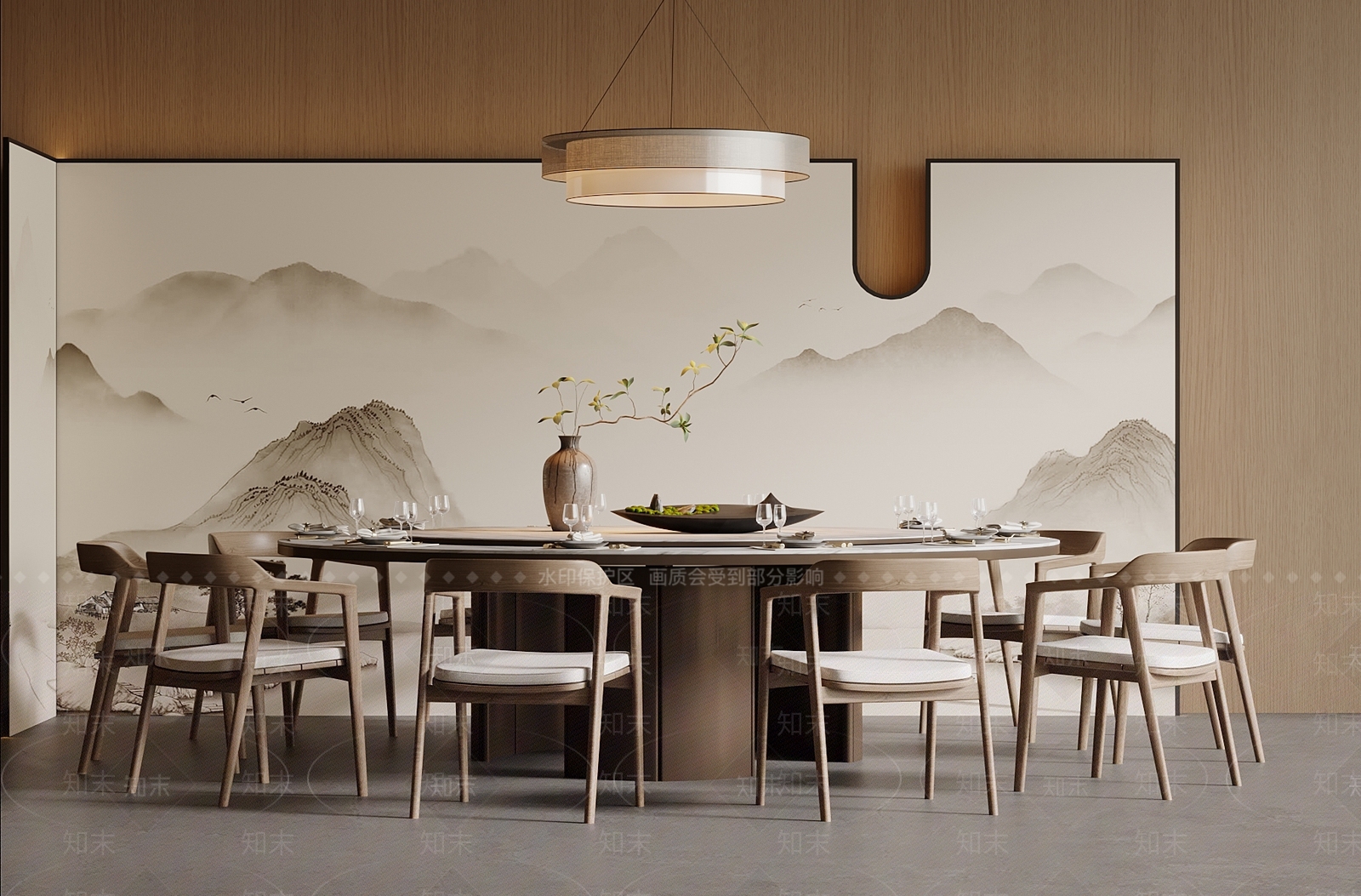 新中式餐桌椅3D模型下载【ID:1192221491】