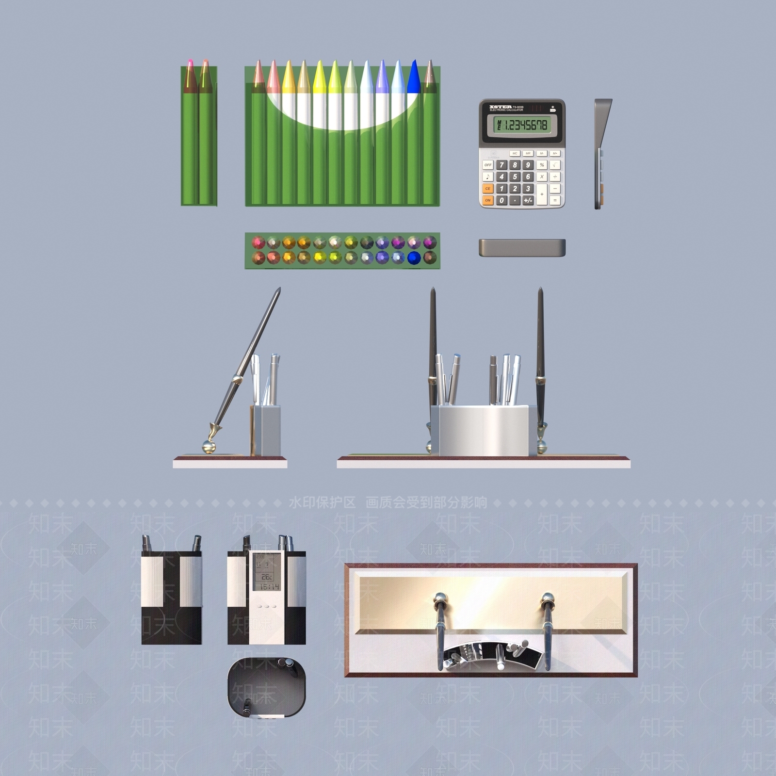 办公用品3D模型下载【ID:1192221810】