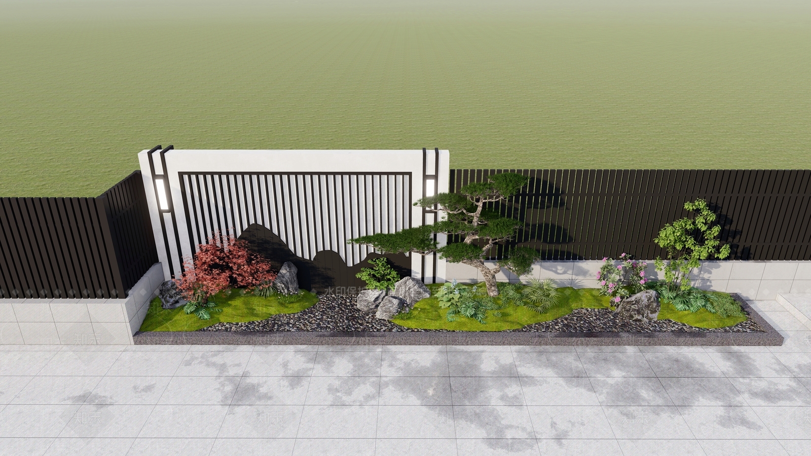 新中式中式景墙SU模型下载【ID:1192224292】