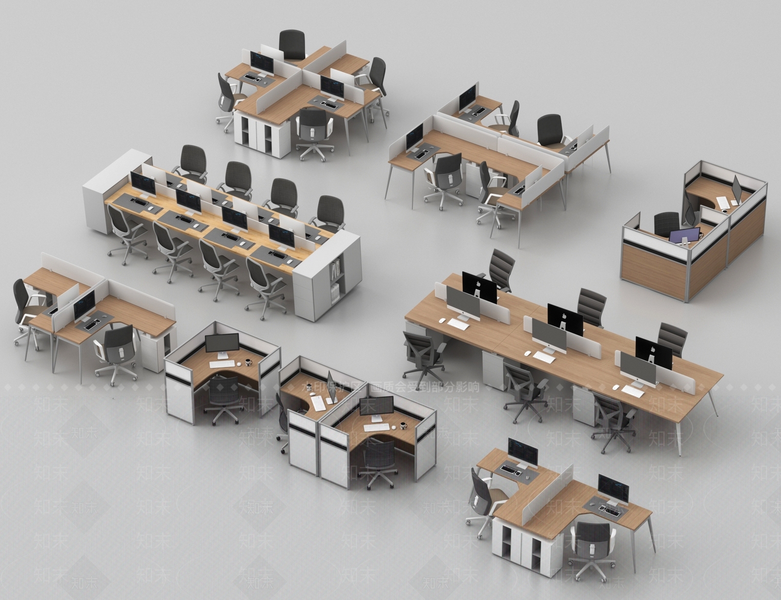 现代办公桌椅3D模型下载【ID:1192226771】
