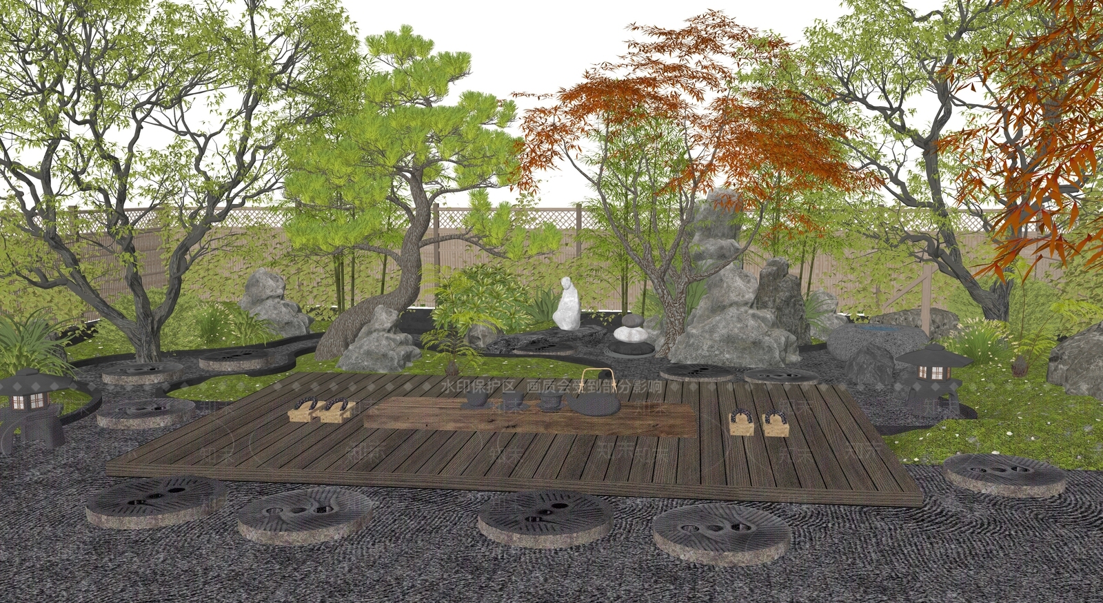 日式乡村庭院SU模型下载【ID:1192227039】