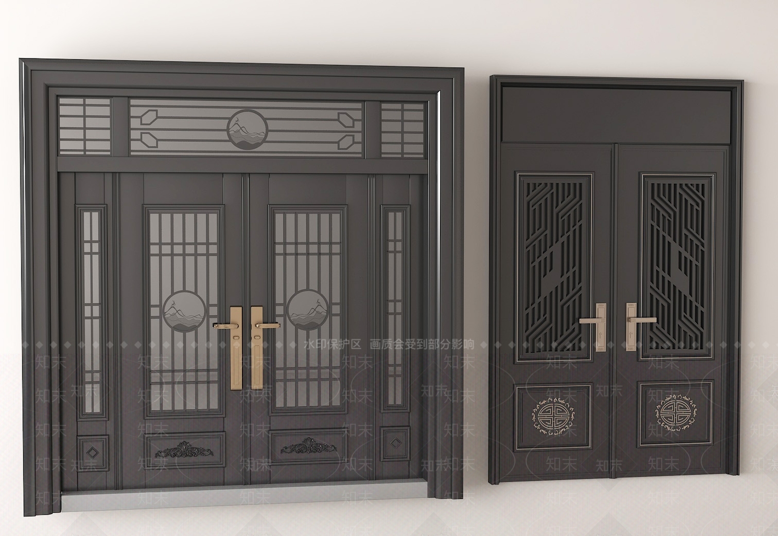 现代中式双开门SU模型下载【ID:1192227793】