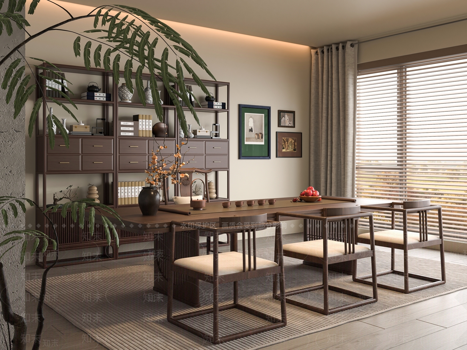 新中式茶室SU模型下载【ID:1192233048】