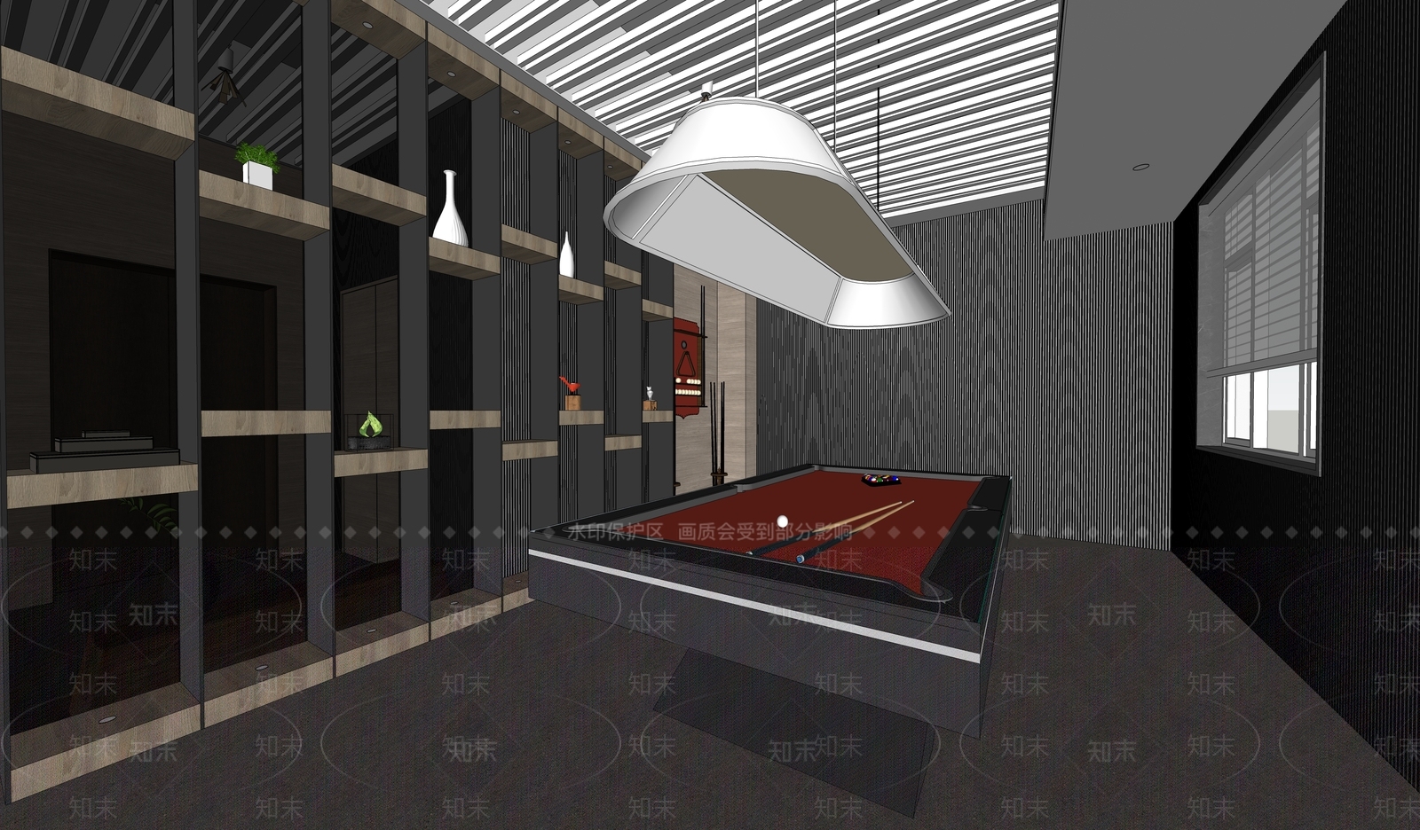 现代台球室SU模型下载【ID:1192233486】