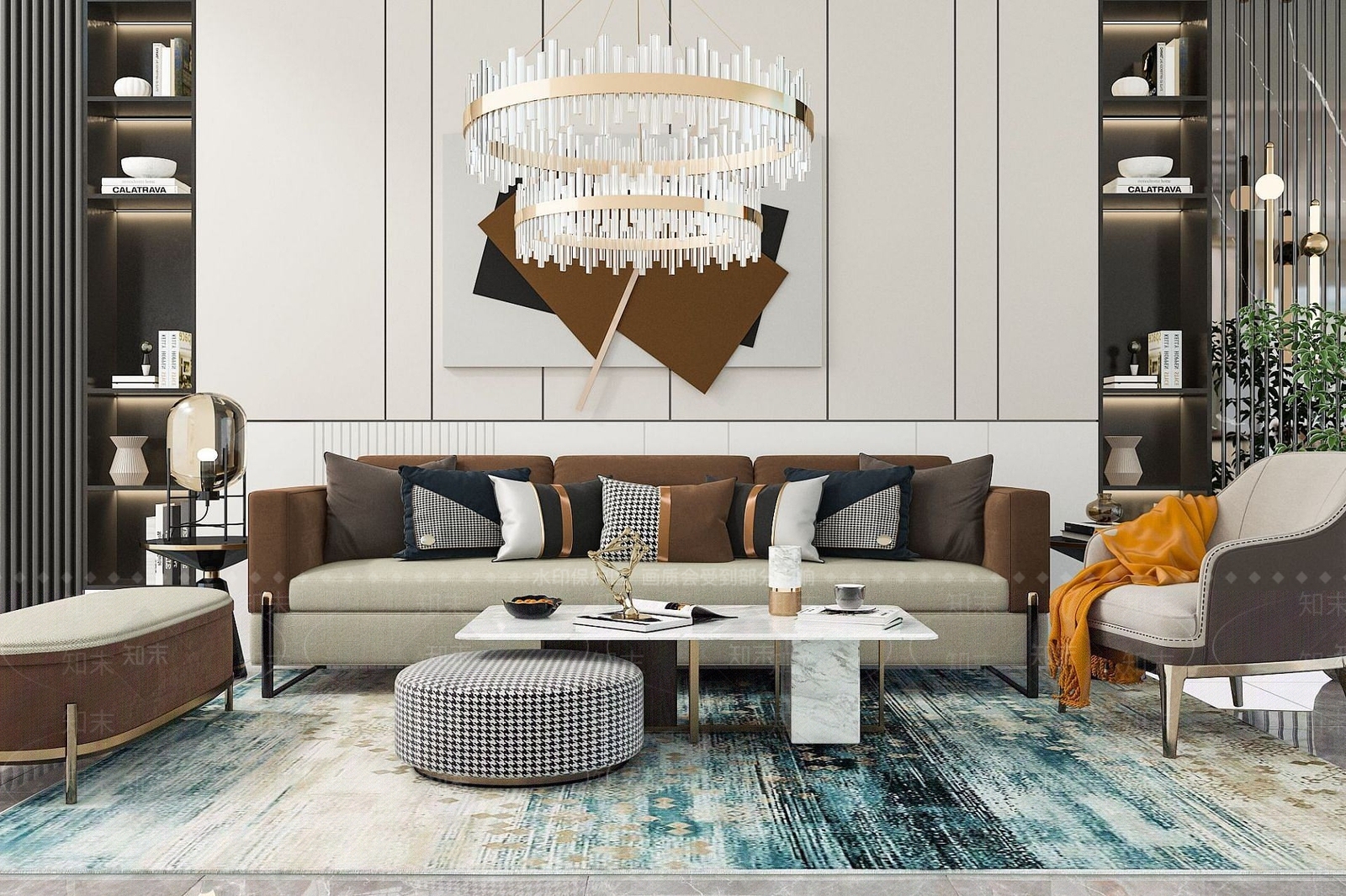 现代家具饰品沙发组合3D模型下载【ID:1192234938】