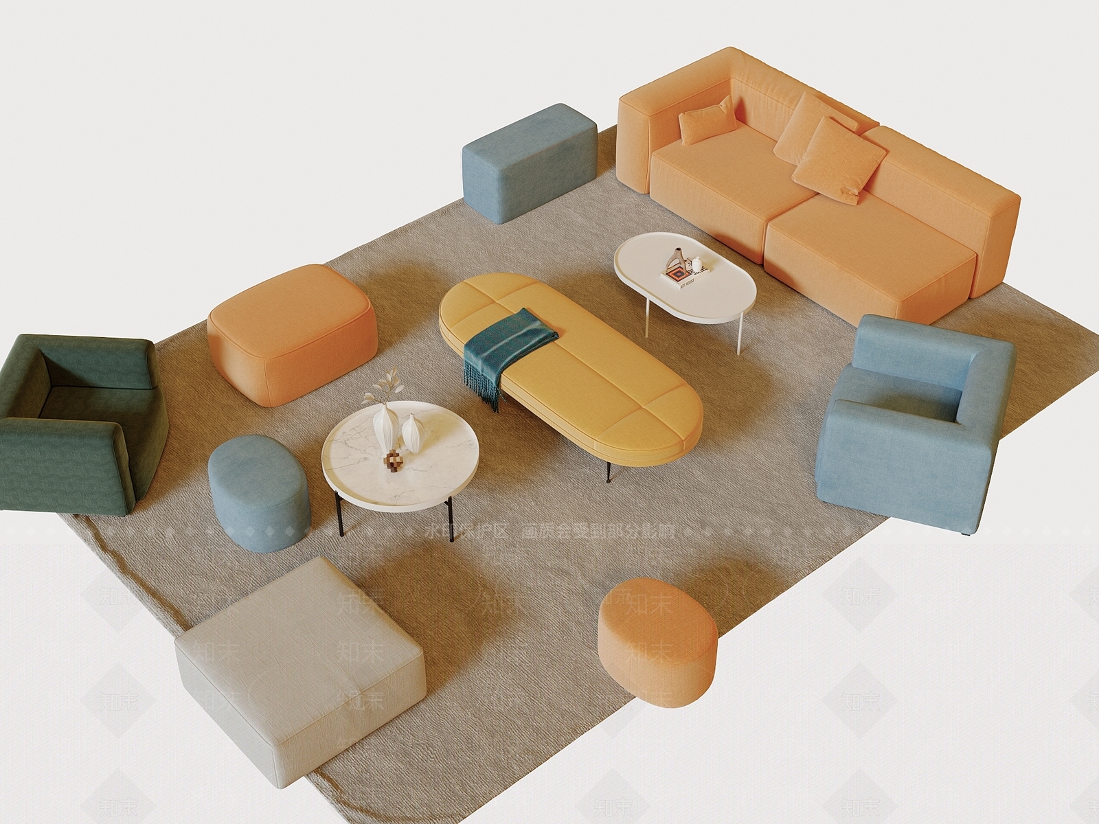 现代简约沙发组合SU模型下载【ID:1192235121】