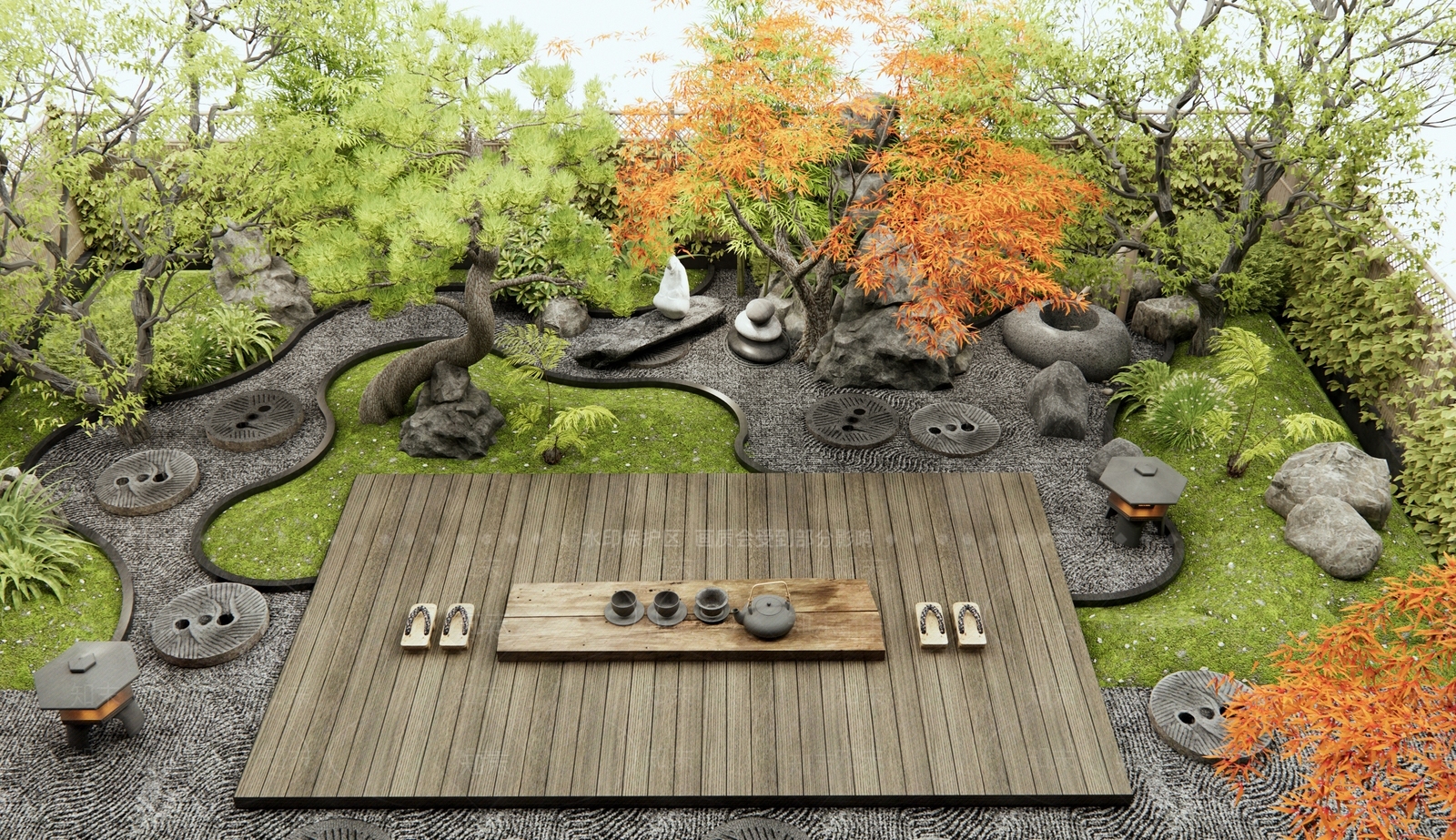 日式新中式庭院3D模型下载【ID:1192235981】