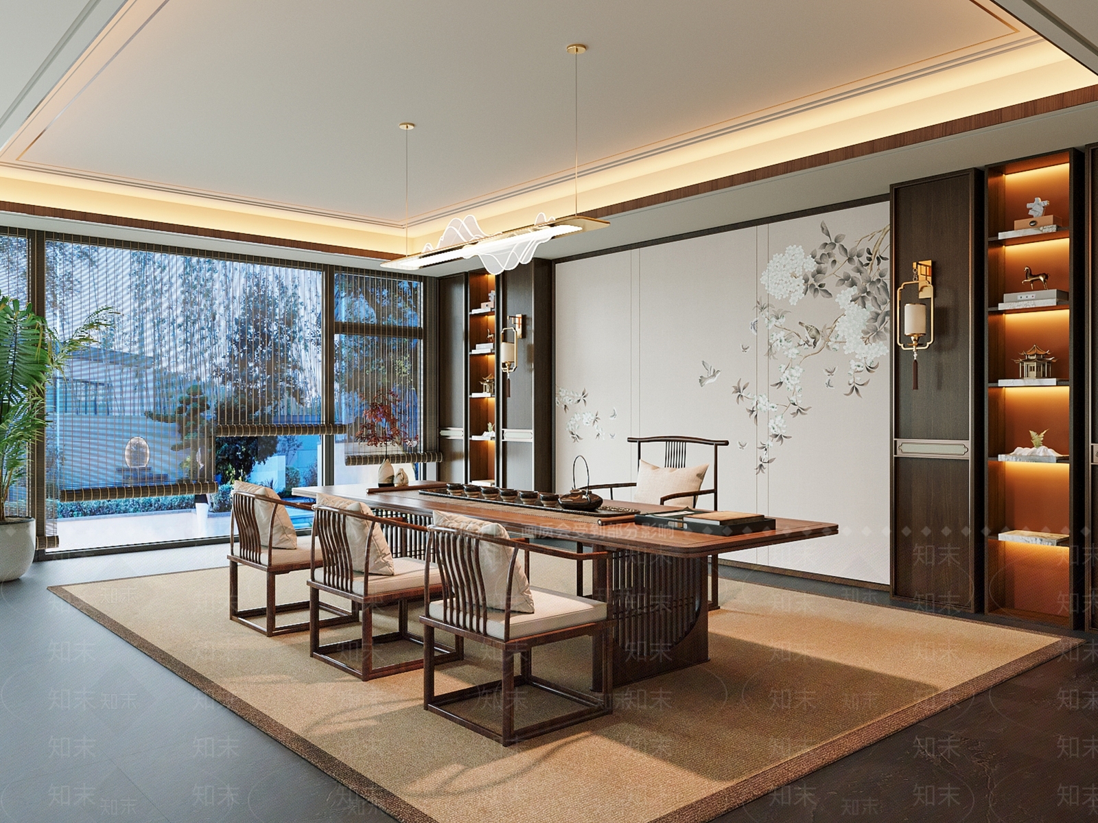 新中式禅意茶室3D模型下载【ID:1192236571】