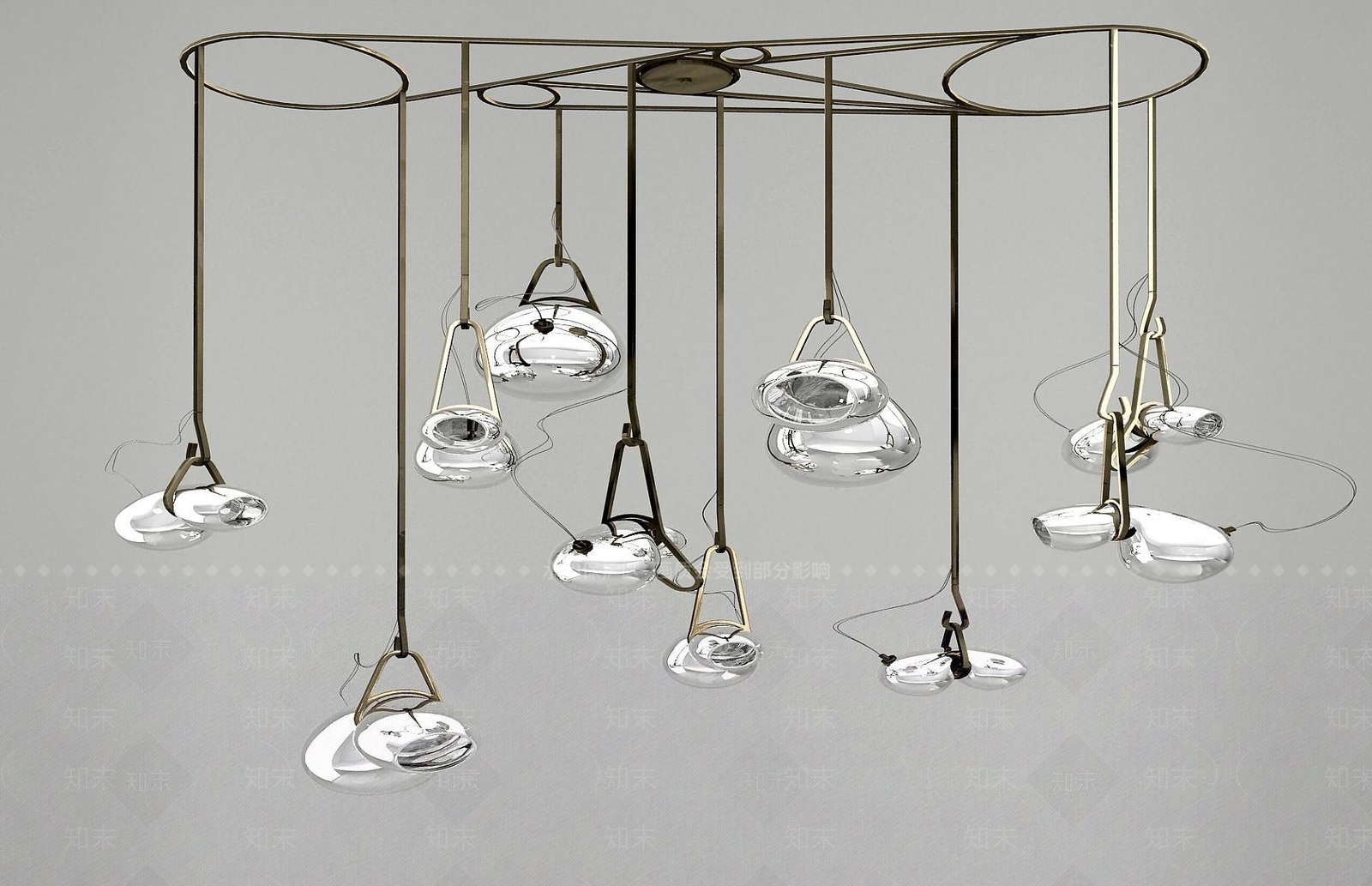 现代异形玻璃球吊灯3D模型下载【ID:1192239064】