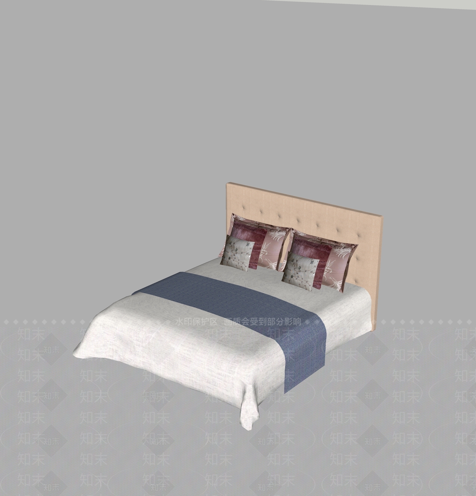 现代双人床SU模型下载【ID:1192239539】