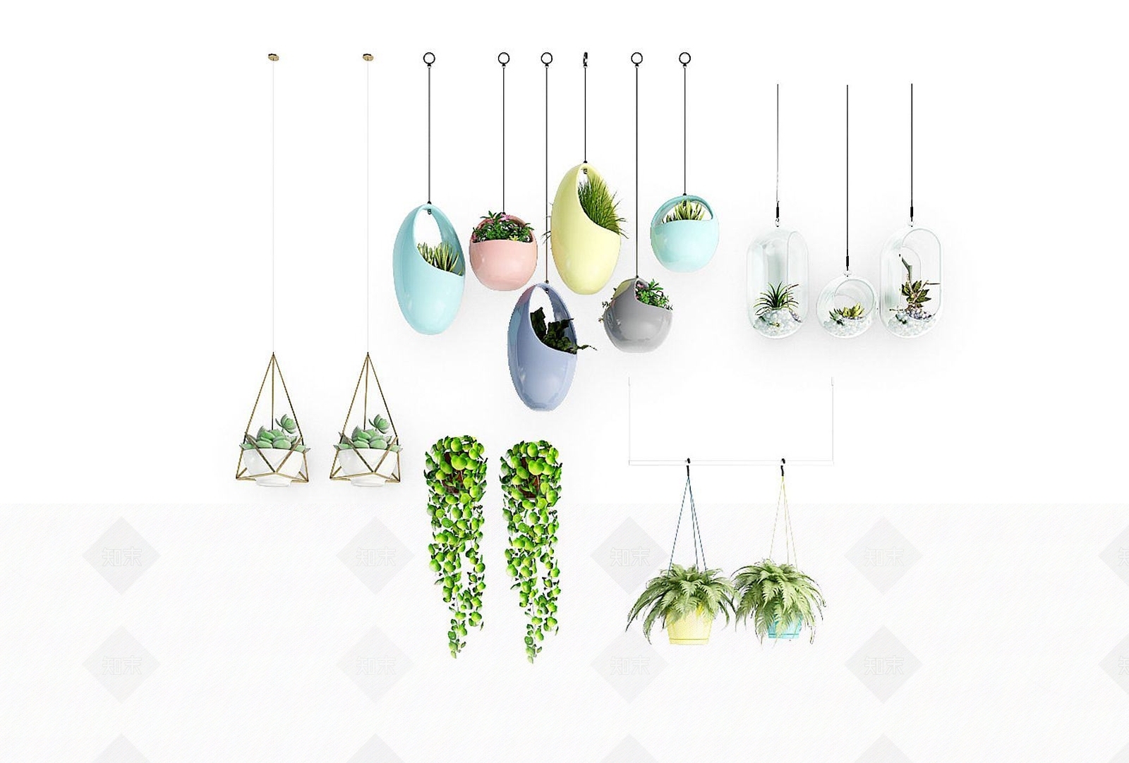 现代装饰植物吊兰3D模型下载【ID:1192240571】