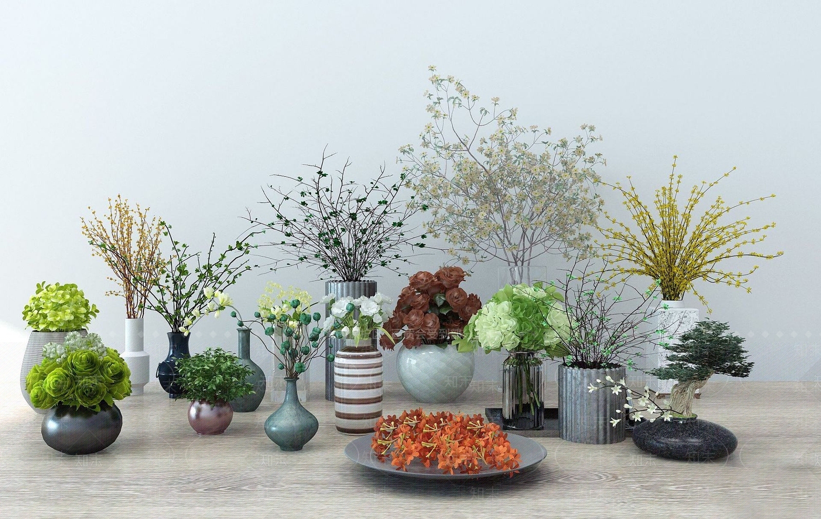 现代装饰植物花瓶3D模型下载【ID:1192240682】