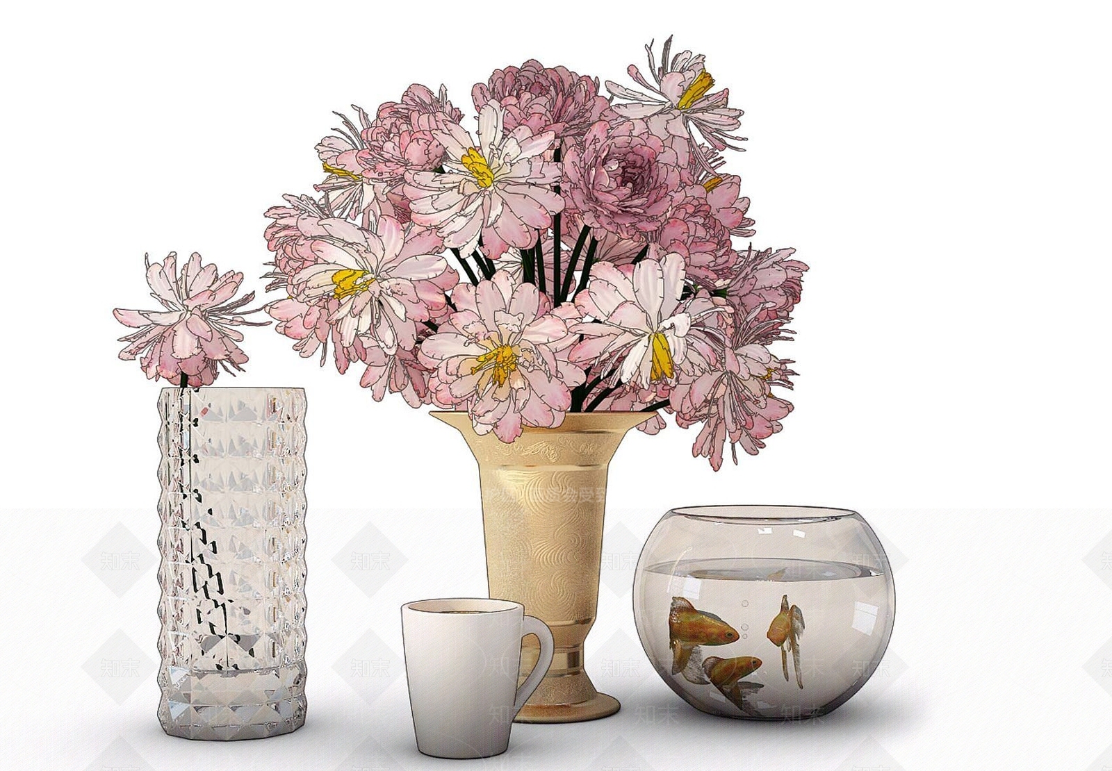 现代装饰花瓶3D模型下载【ID:1192241040】