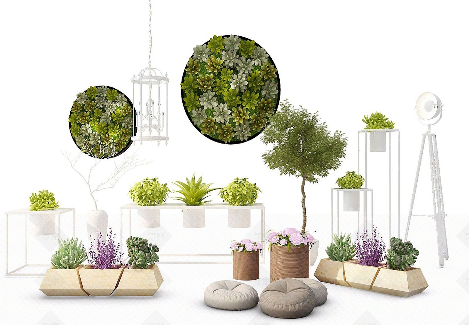 现代装饰植物花架3D模型下载【ID:1192241086】