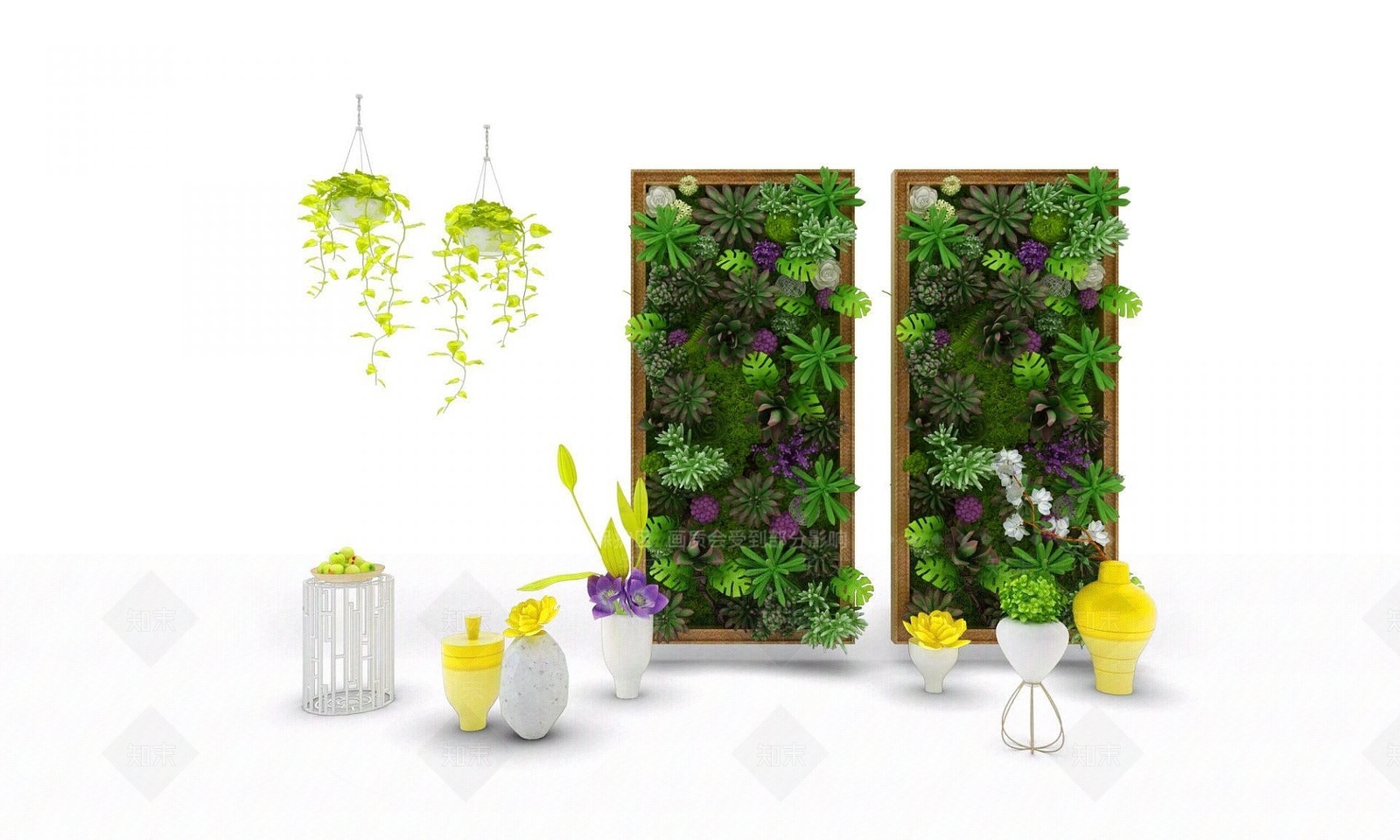 现代装饰植物墙3D模型下载【ID:1192241269】