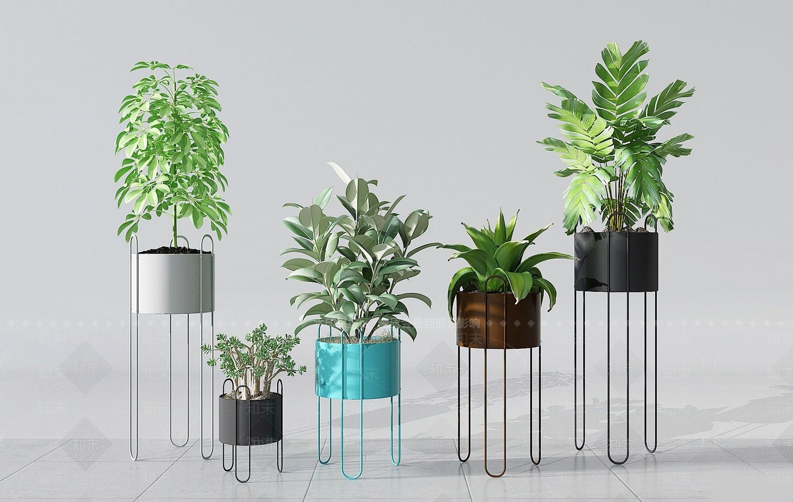 现代盆栽装饰花架3D模型下载【ID:1192241796】