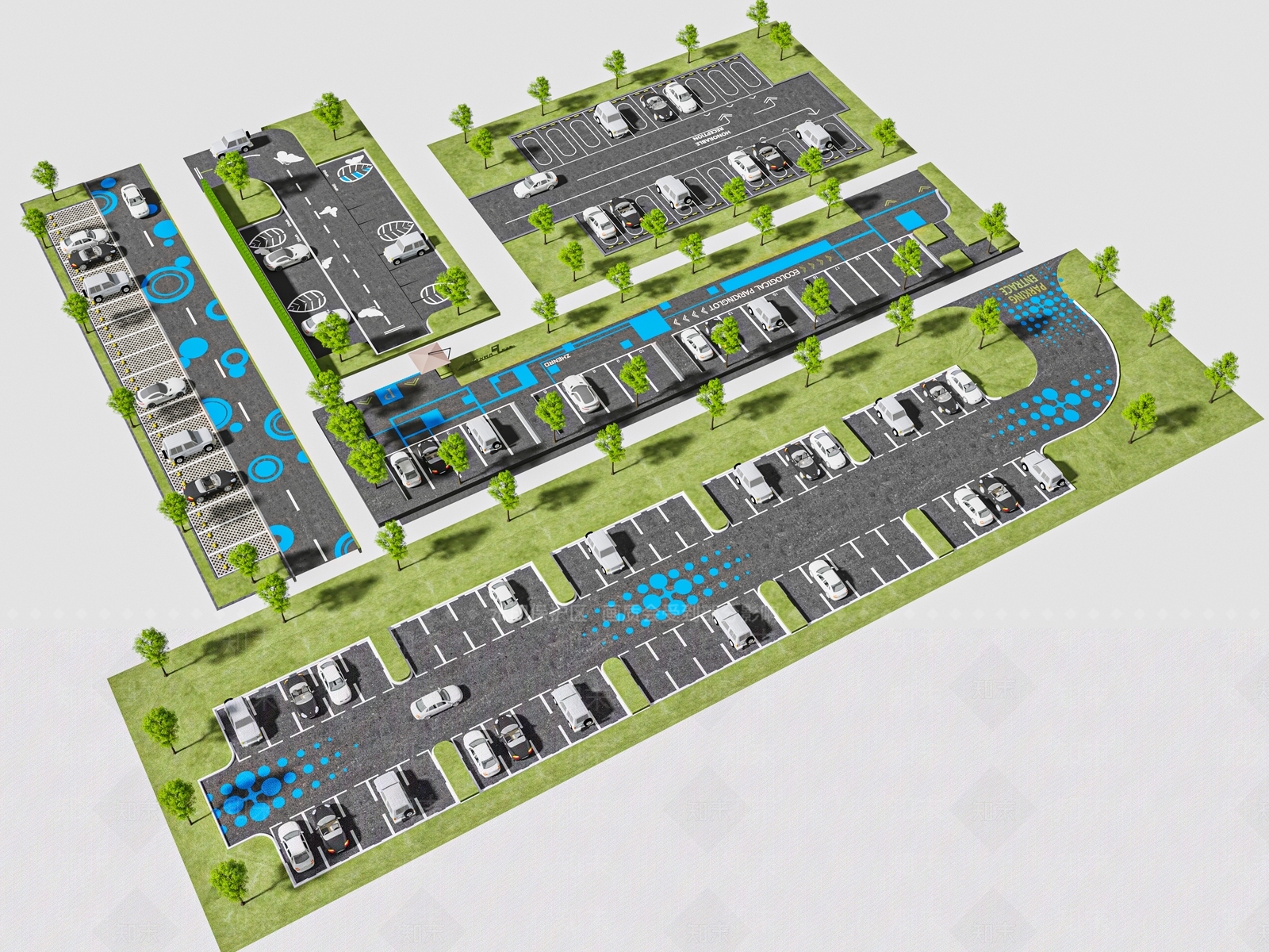 现代户外停车场3D模型下载【ID:1192242016】