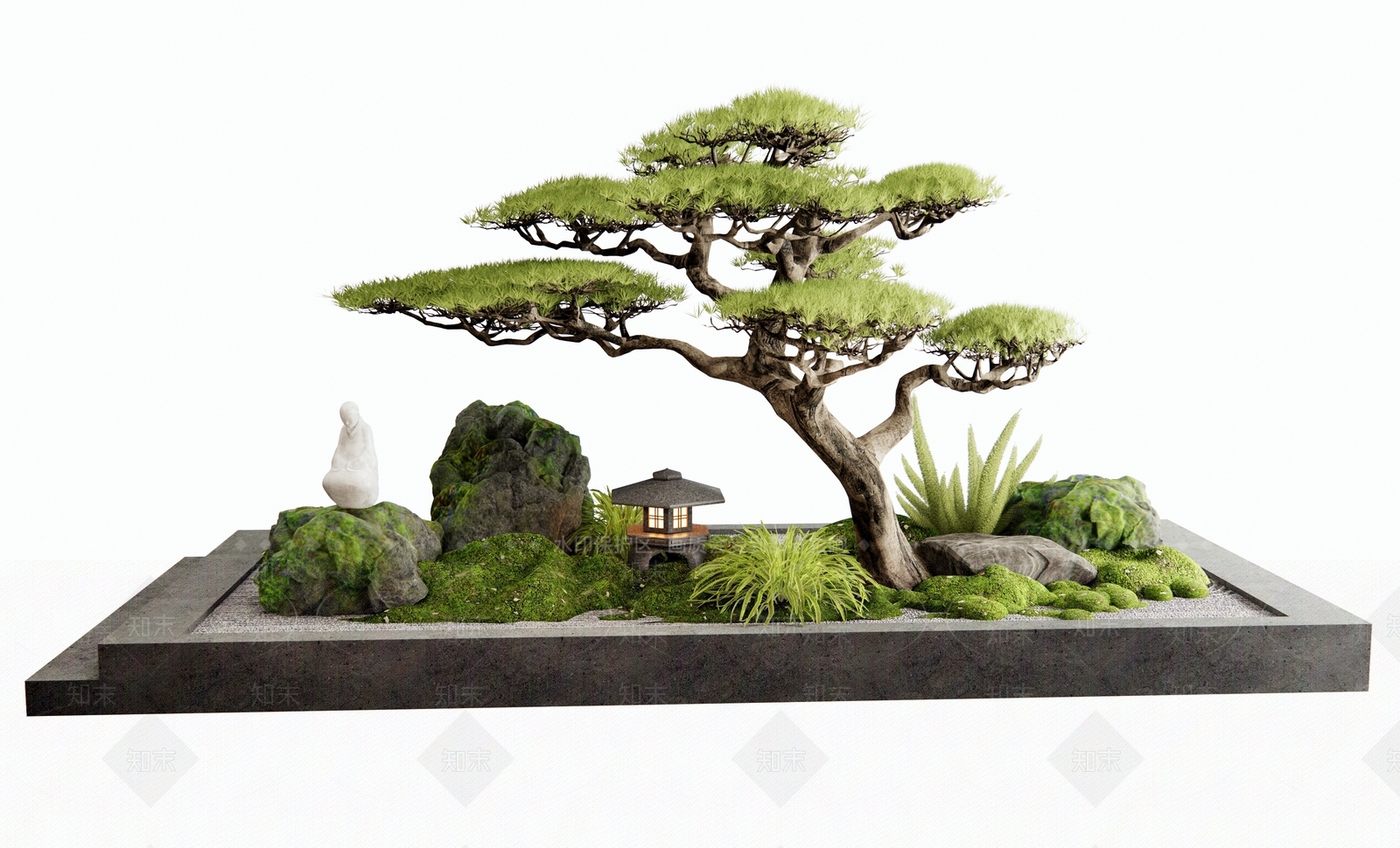 新中式室内景观3D模型下载【ID:1192243070】
