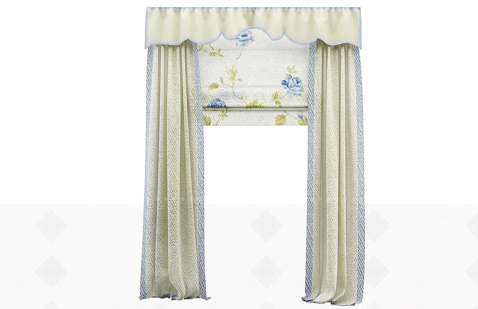 日式窗帘3D模型下载【ID:1192243529】