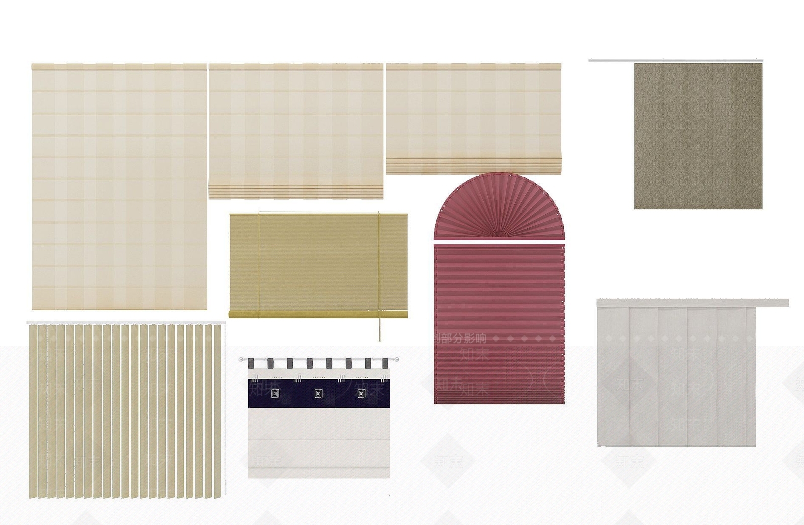 现代百叶窗帘3D模型下载【ID:1192243669】