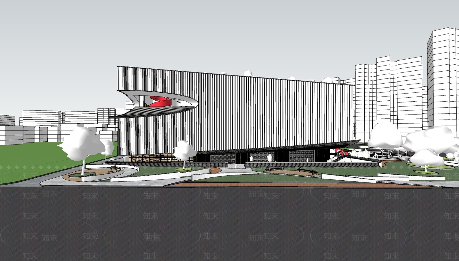 新中式现代小公建SU模型下载【ID:1192244785】