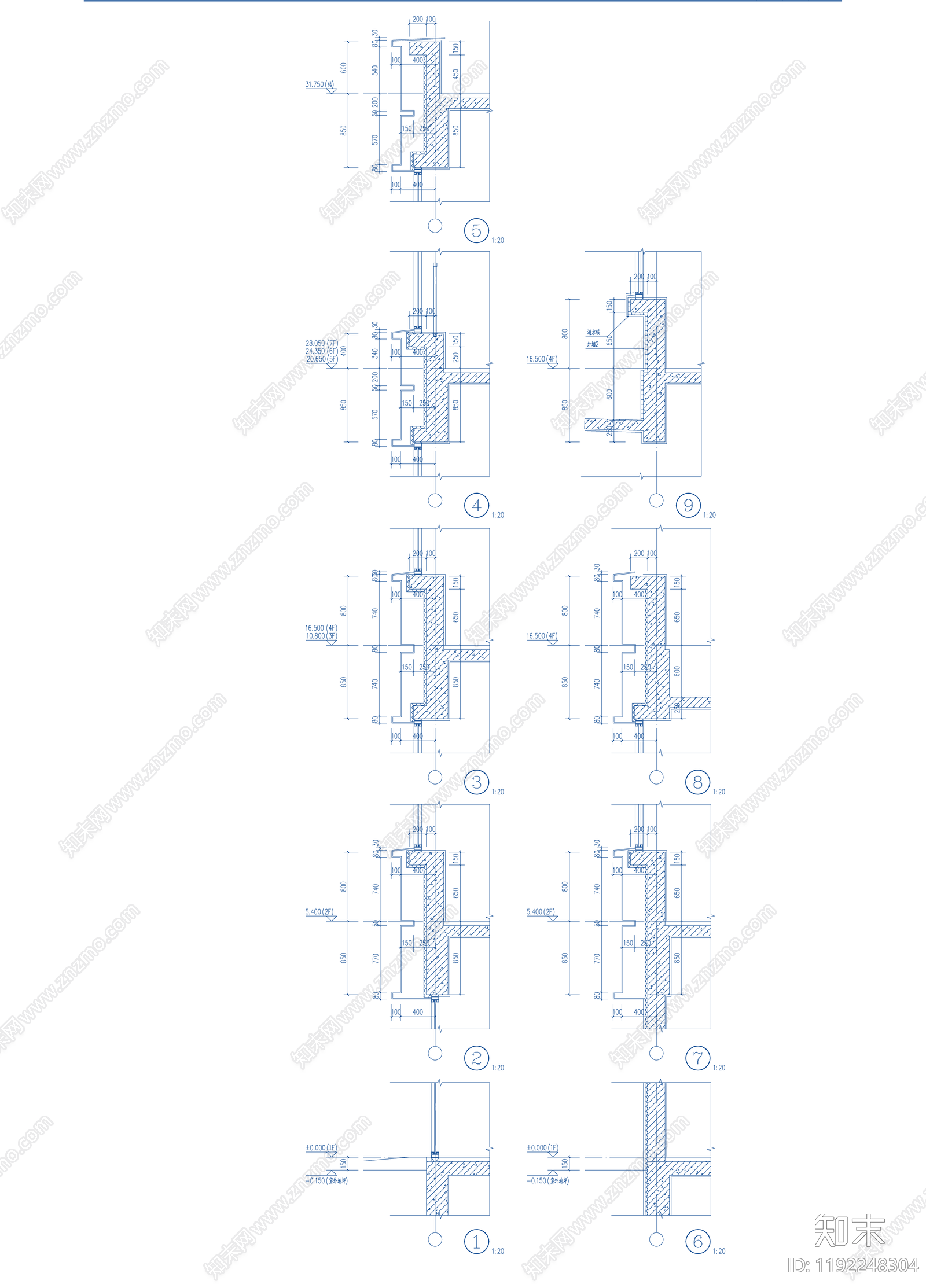 现代办公楼建筑cad施工图下载【ID:1192248304】