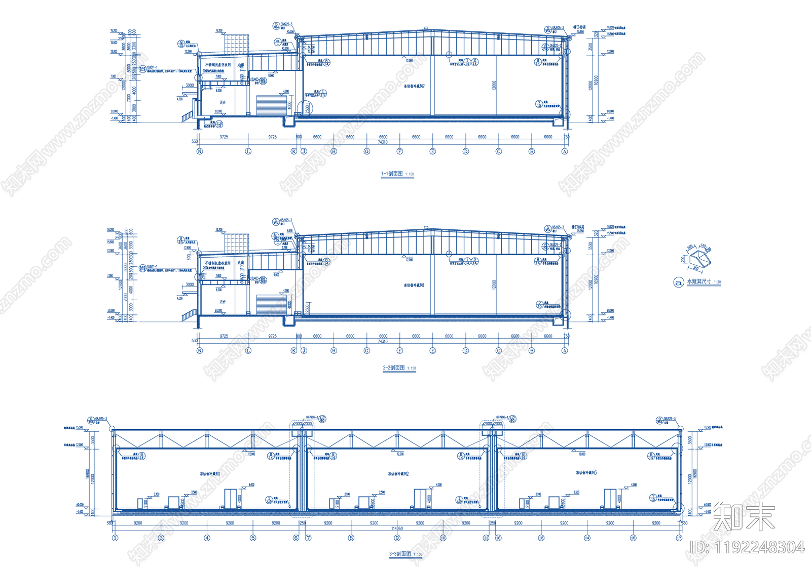 现代办公楼建筑cad施工图下载【ID:1192248304】