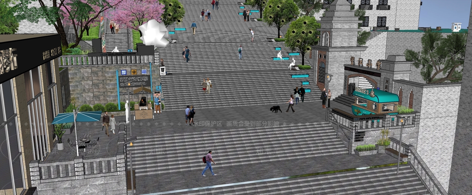 现代广场景观SU模型下载【ID:1192248600】