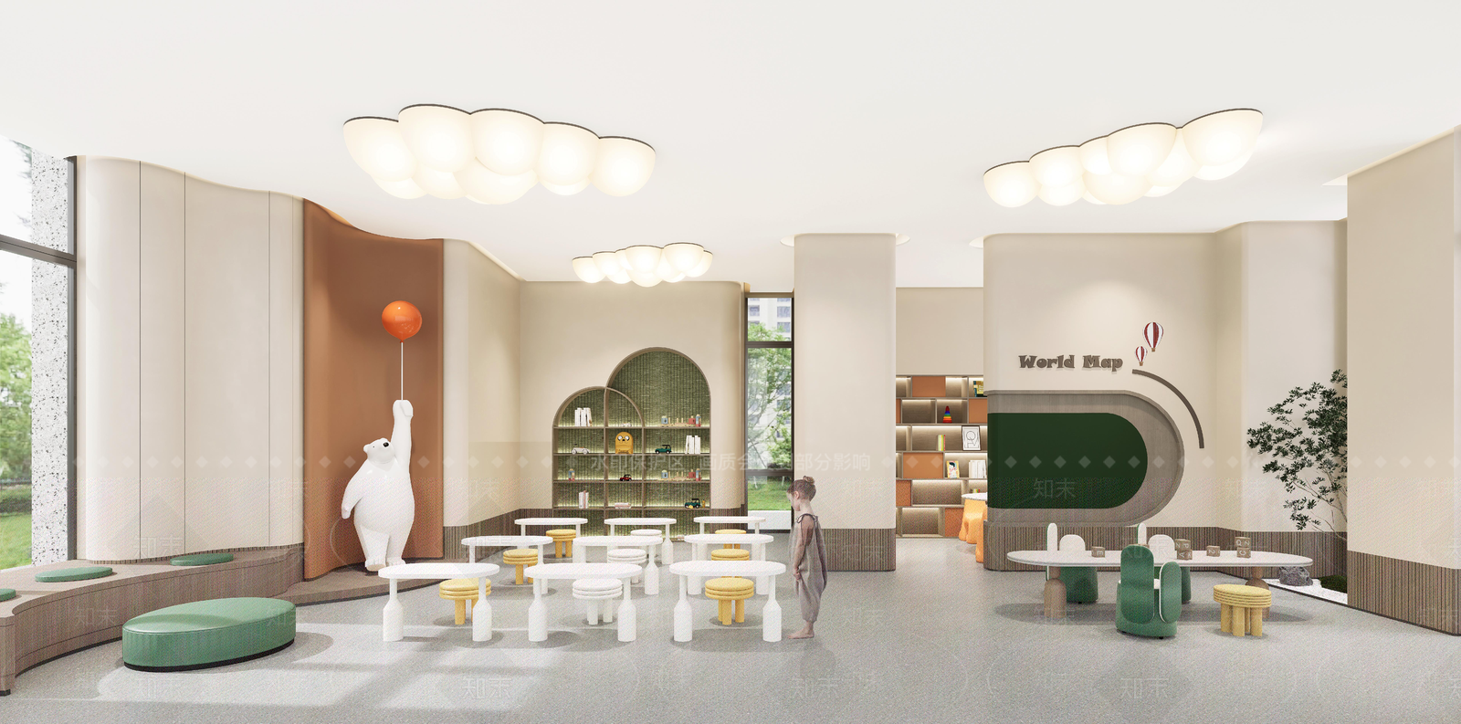 现代奶油儿童活动空间SU模型下载【ID:1192251621】