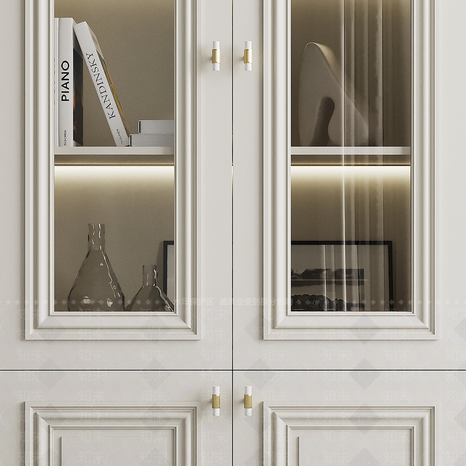 美式简约书柜3D模型下载【ID:1192252665】