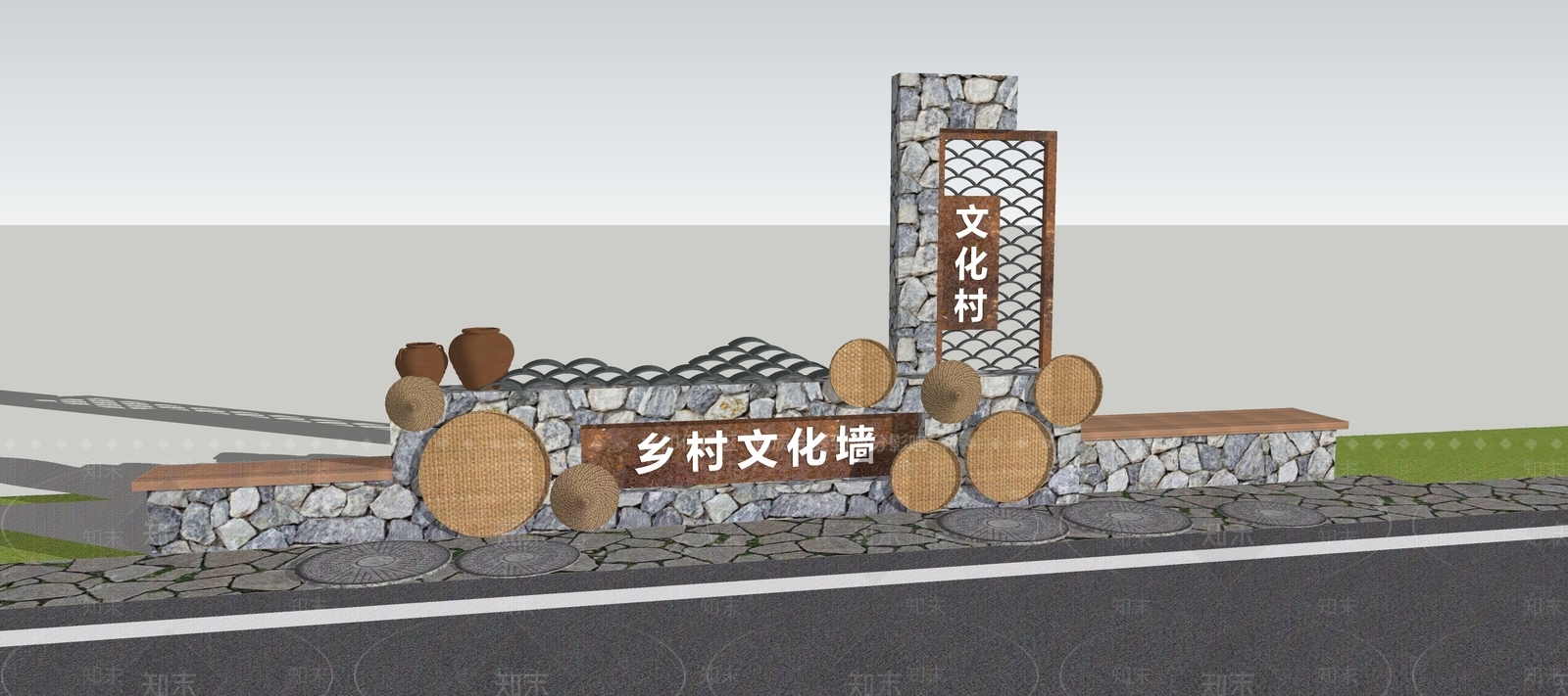 现代景墙SU模型下载【ID:1192252920】