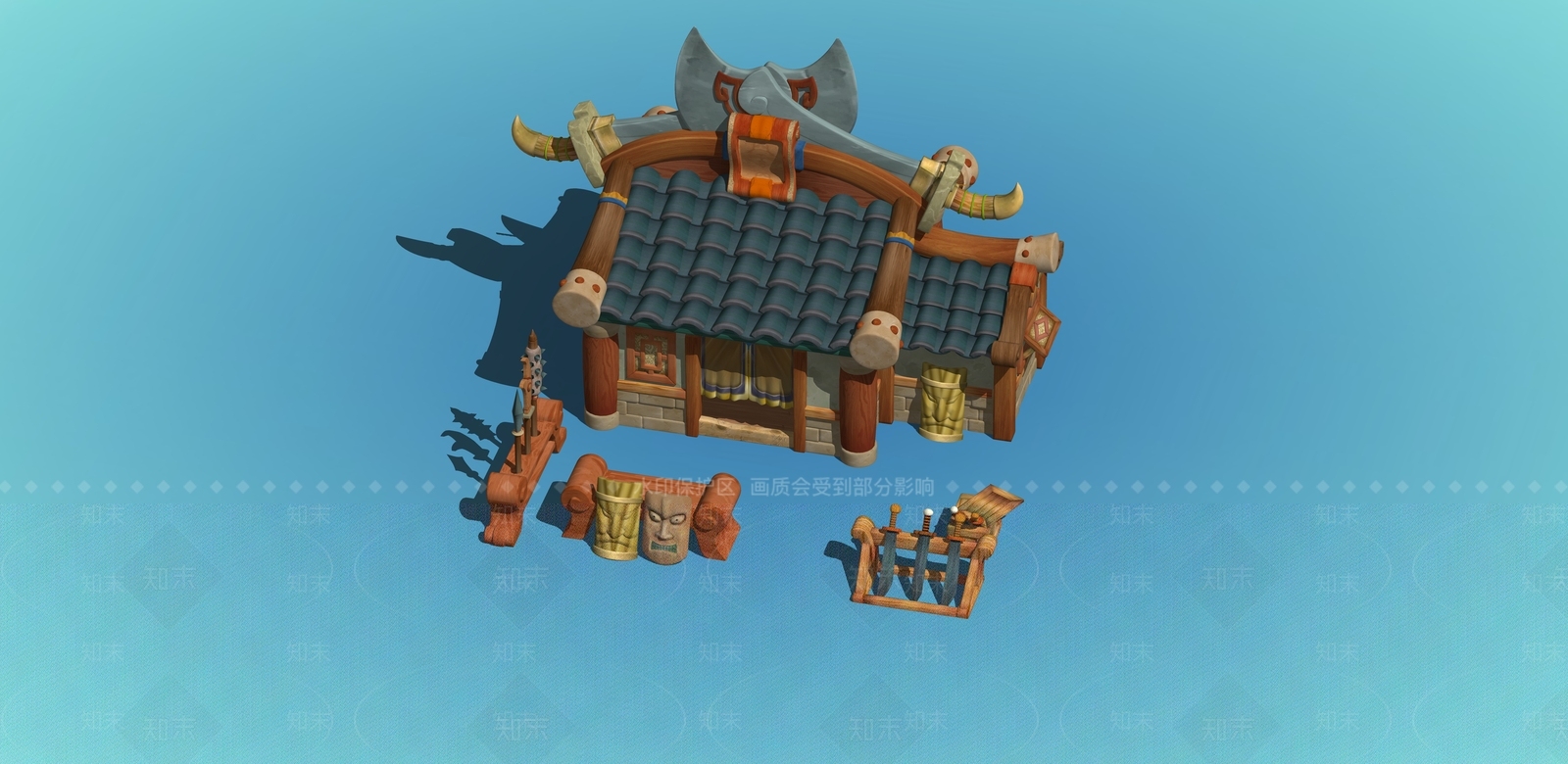 中式复古古建筑SU模型下载【ID:1192254920】