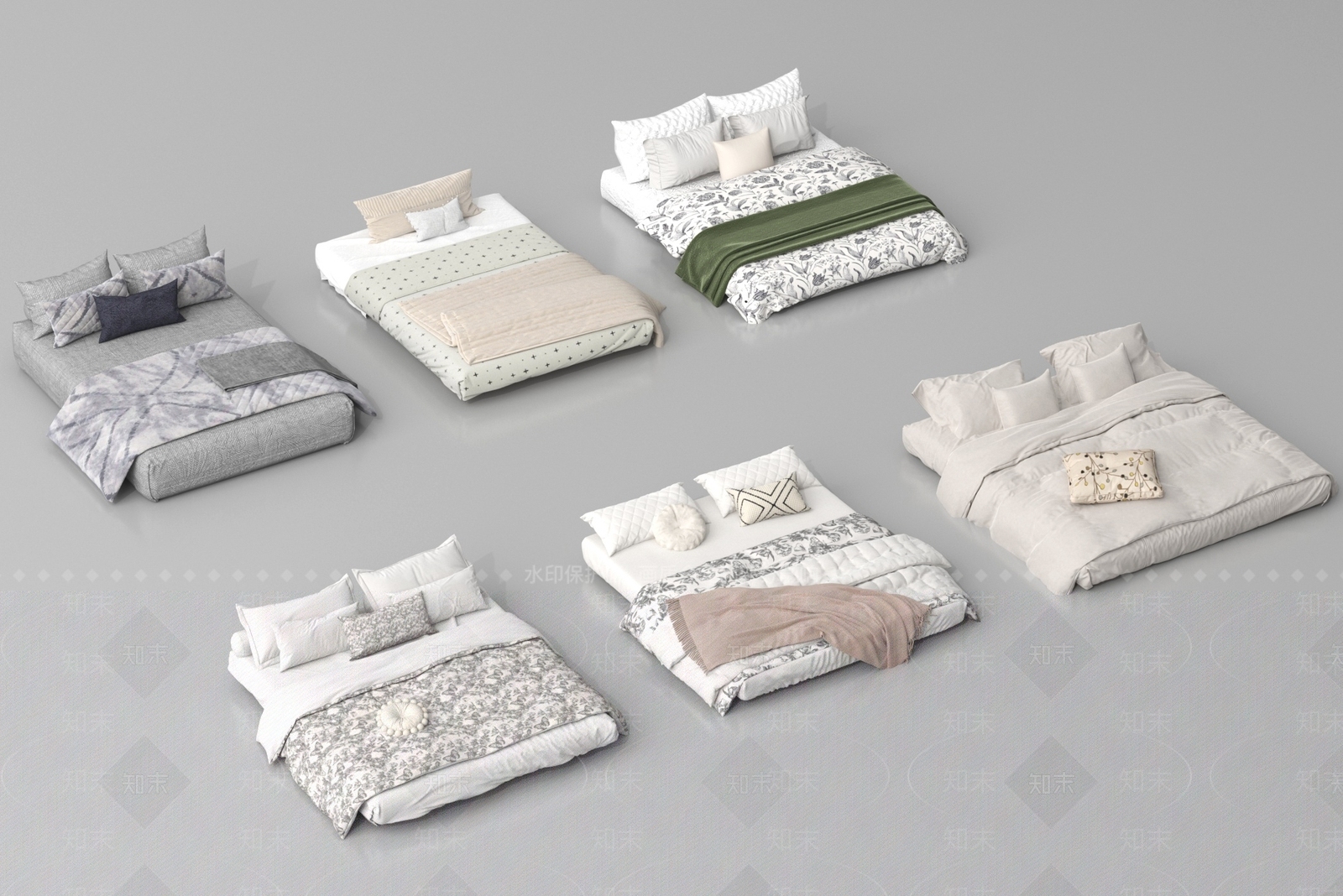 现代床品SU模型下载【ID:1192260406】