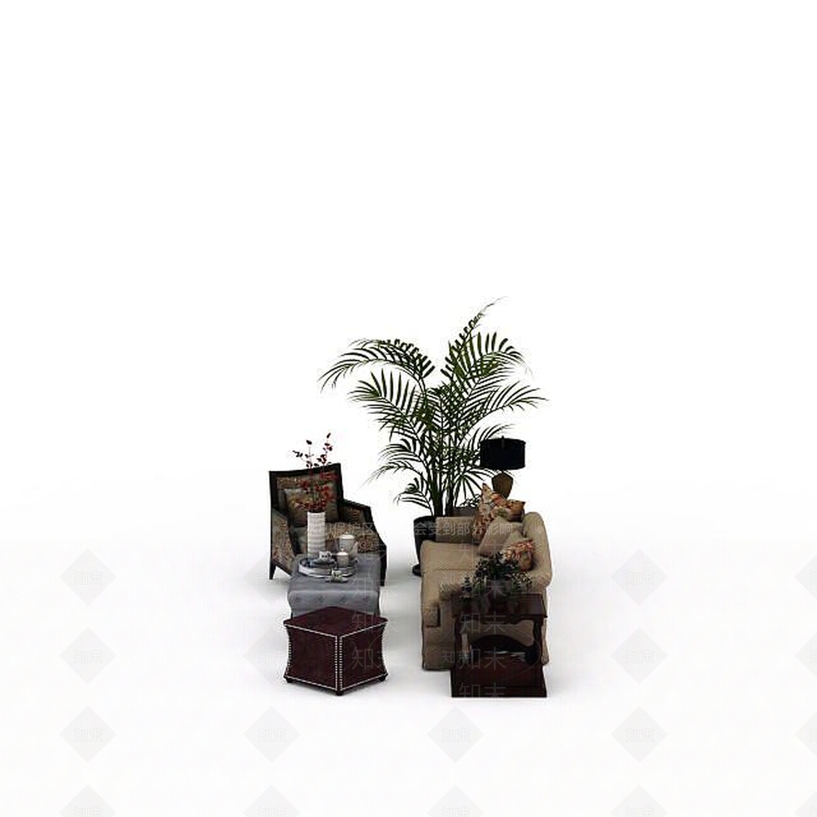 现代双人沙发3D模型下载【ID:1192260579】