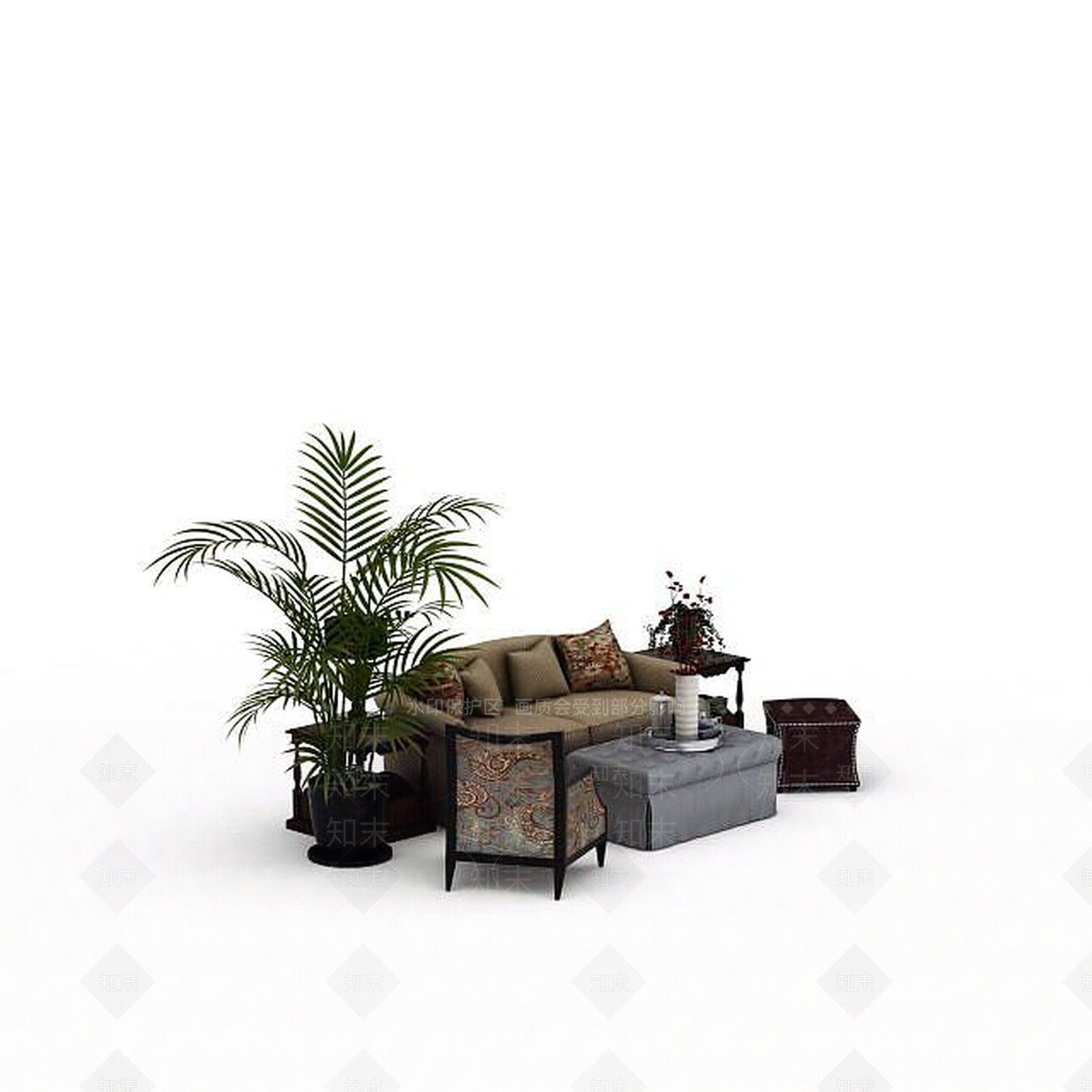 现代双人沙发3D模型下载【ID:1192260579】