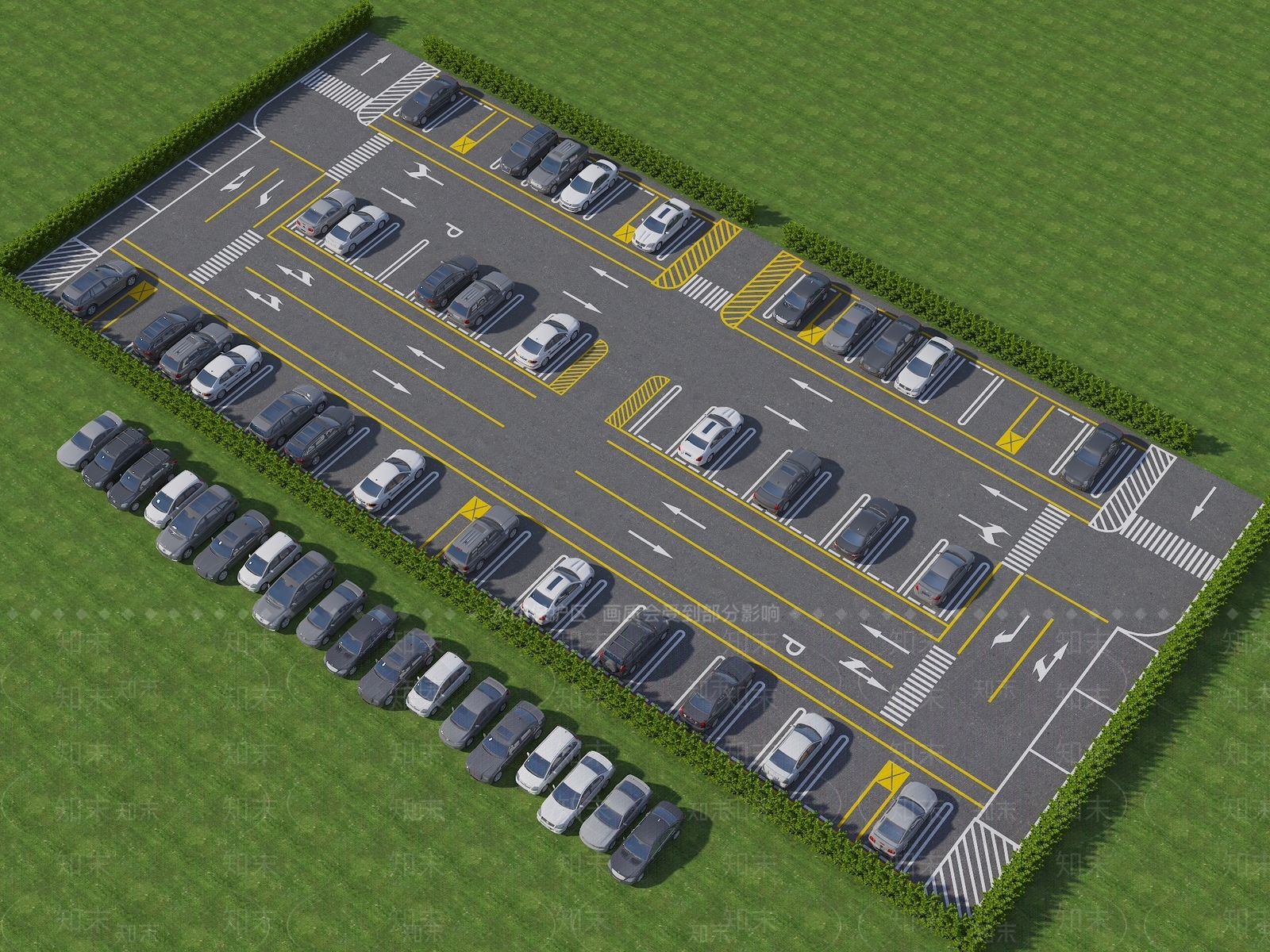 现代户外停车场3D模型下载【ID:1192261198】