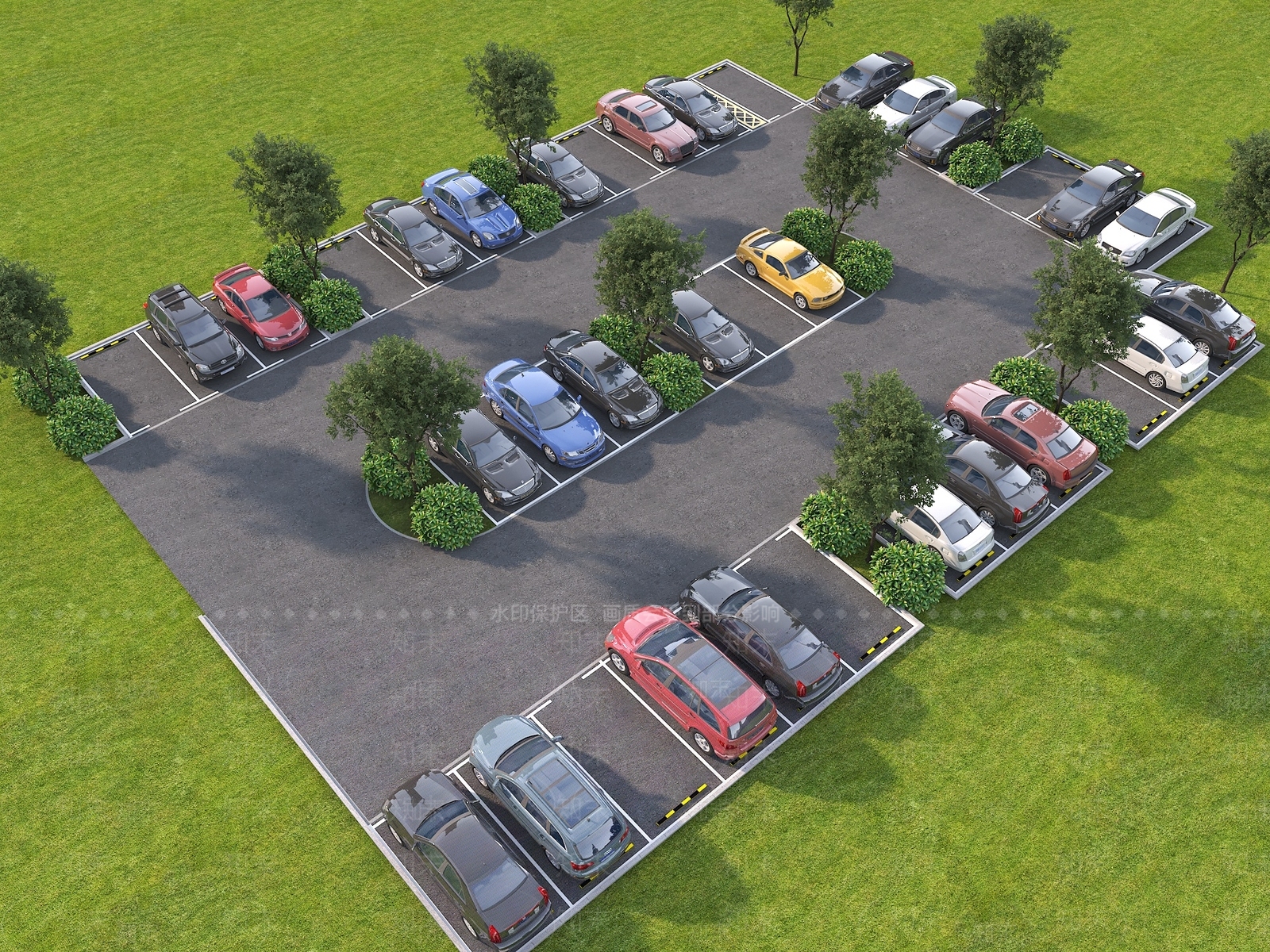 现代户外停车场3D模型下载【ID:1192261632】