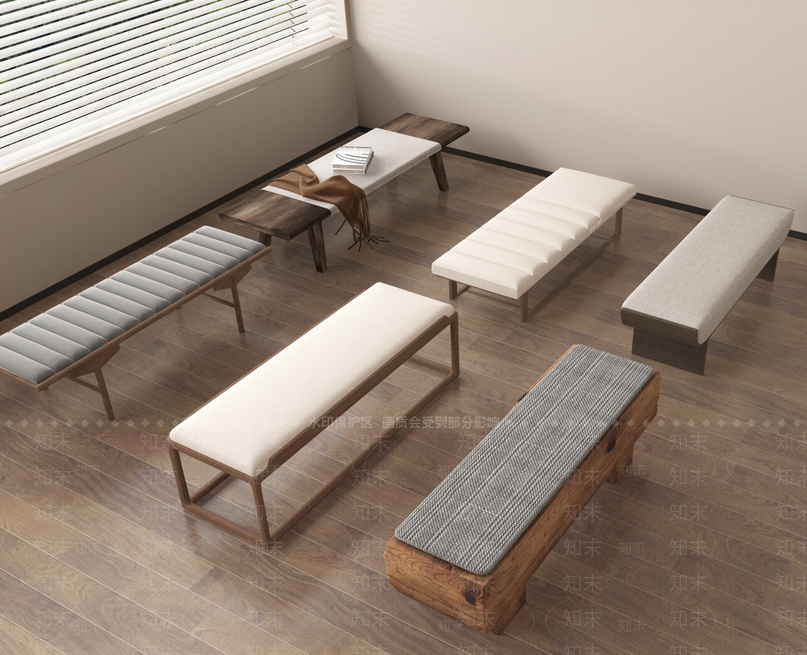 现代床尾凳3D模型下载【ID:1192262183】