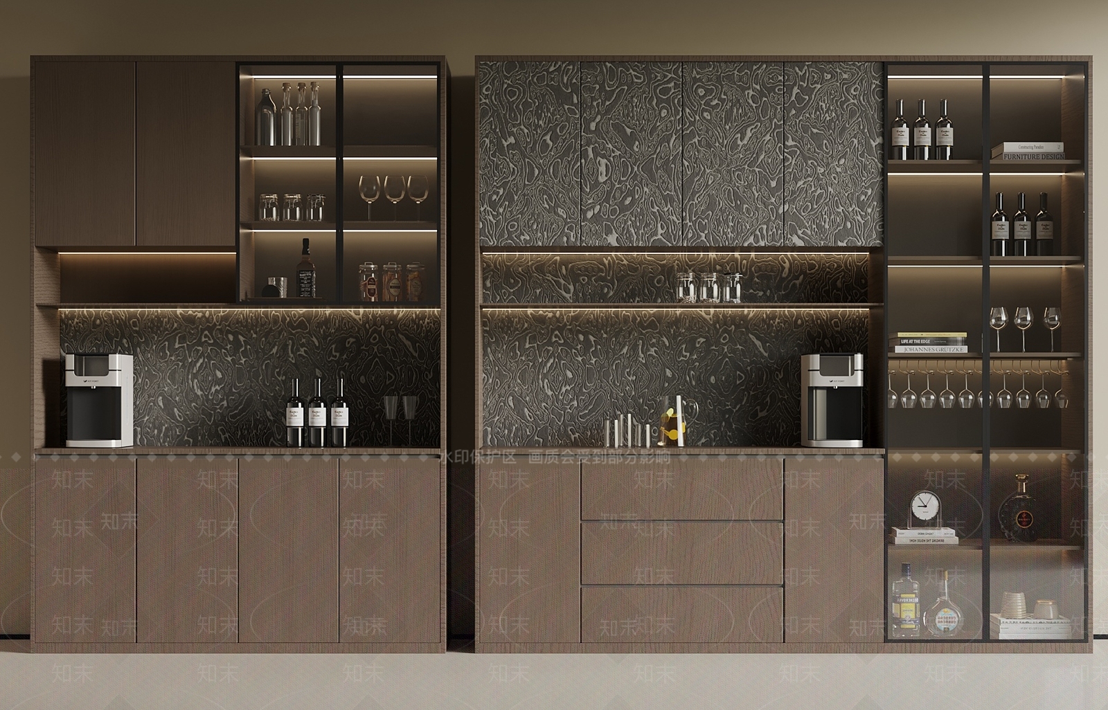 现代意式酒柜3D模型下载【ID:1192263940】