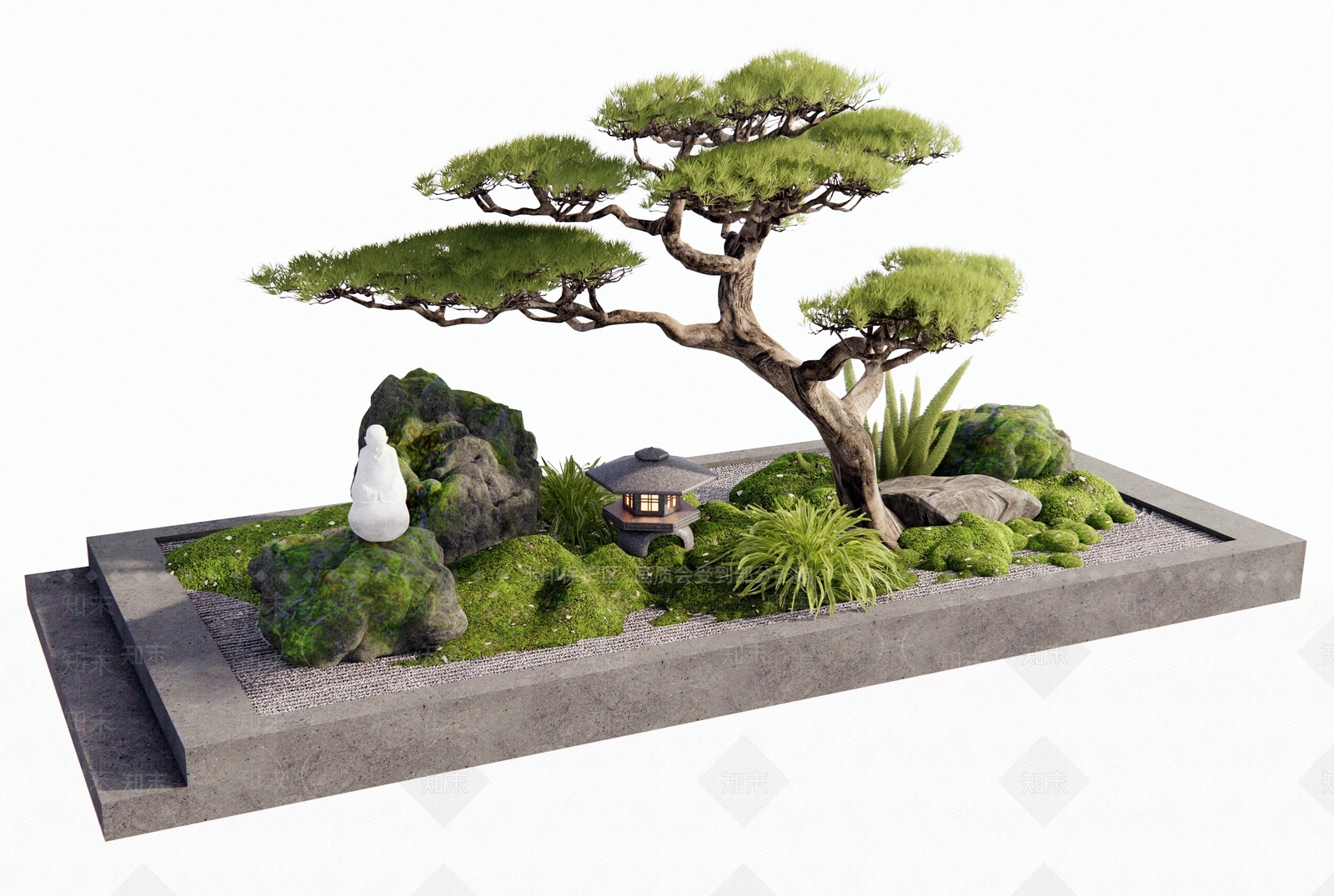 新中式室内景观SU模型下载【ID:1192264514】