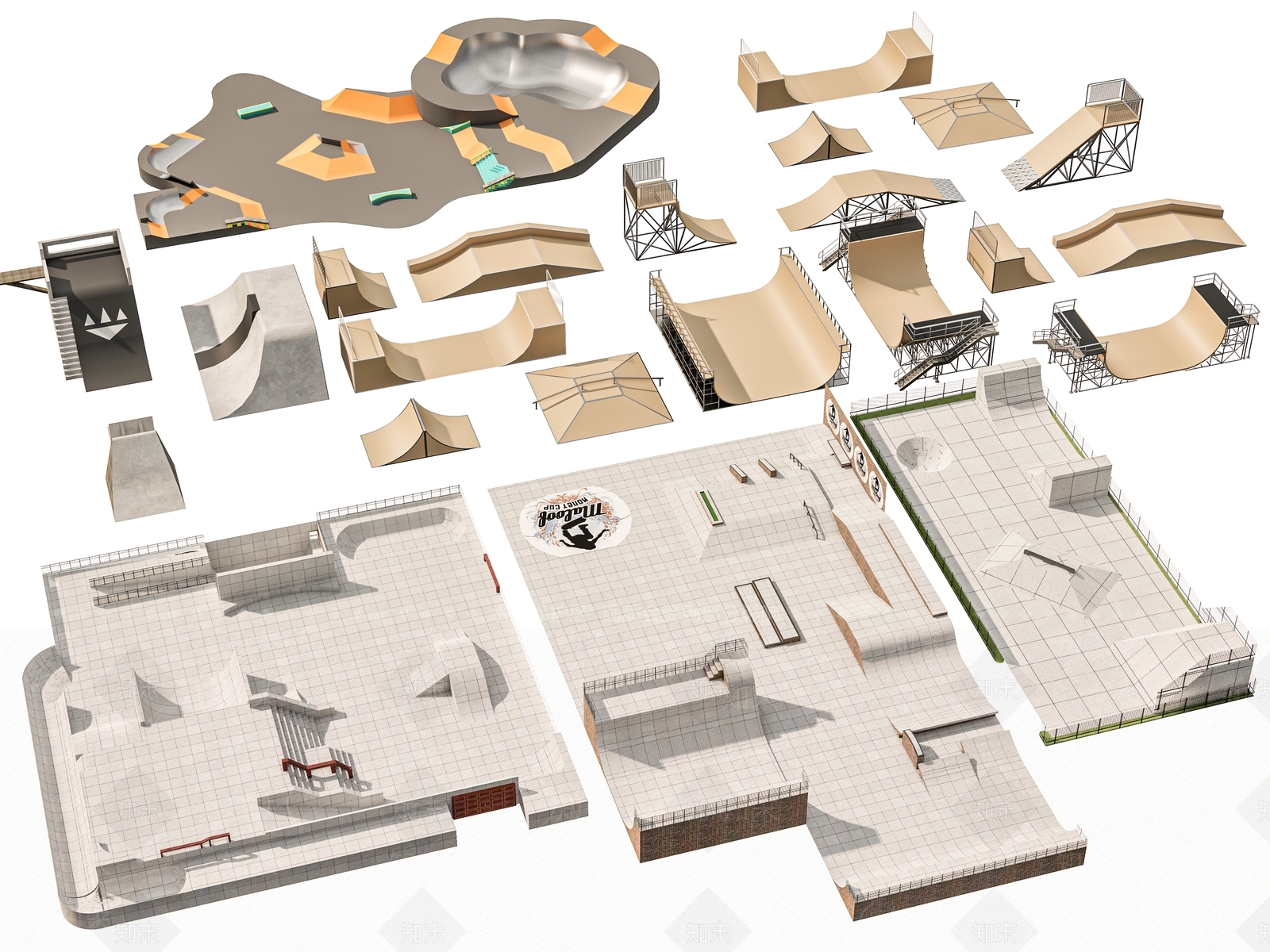 现代景观公园SU模型下载【ID:1192265175】