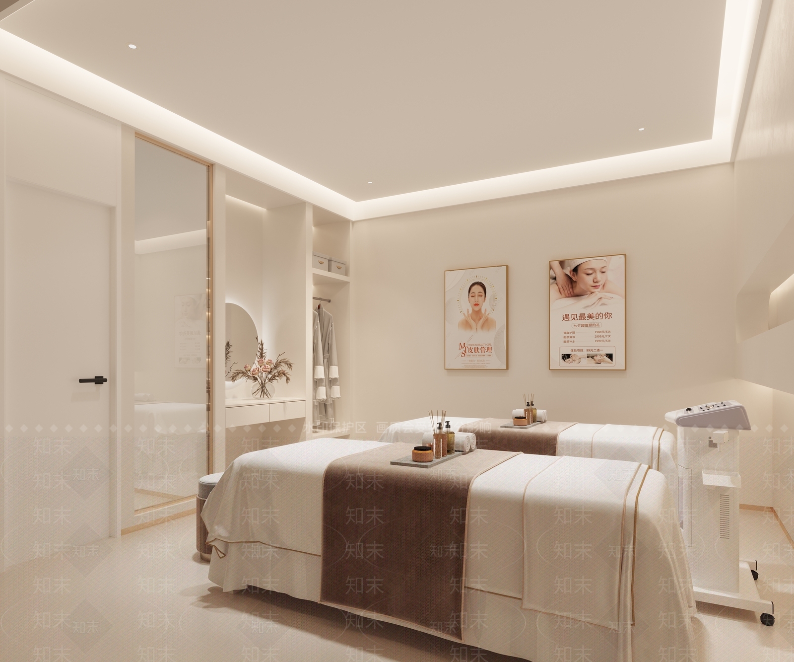 现代奶油美容院3D模型下载【ID:1192269427】