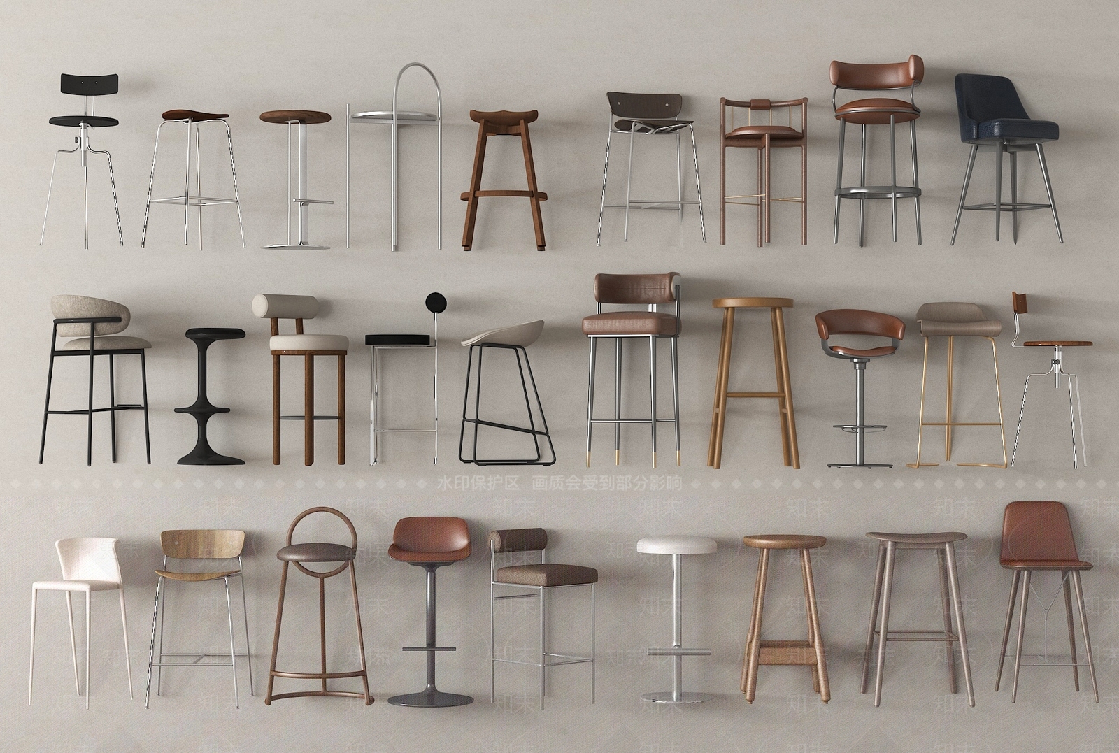 现代吧凳3D模型下载【ID:1192323858】