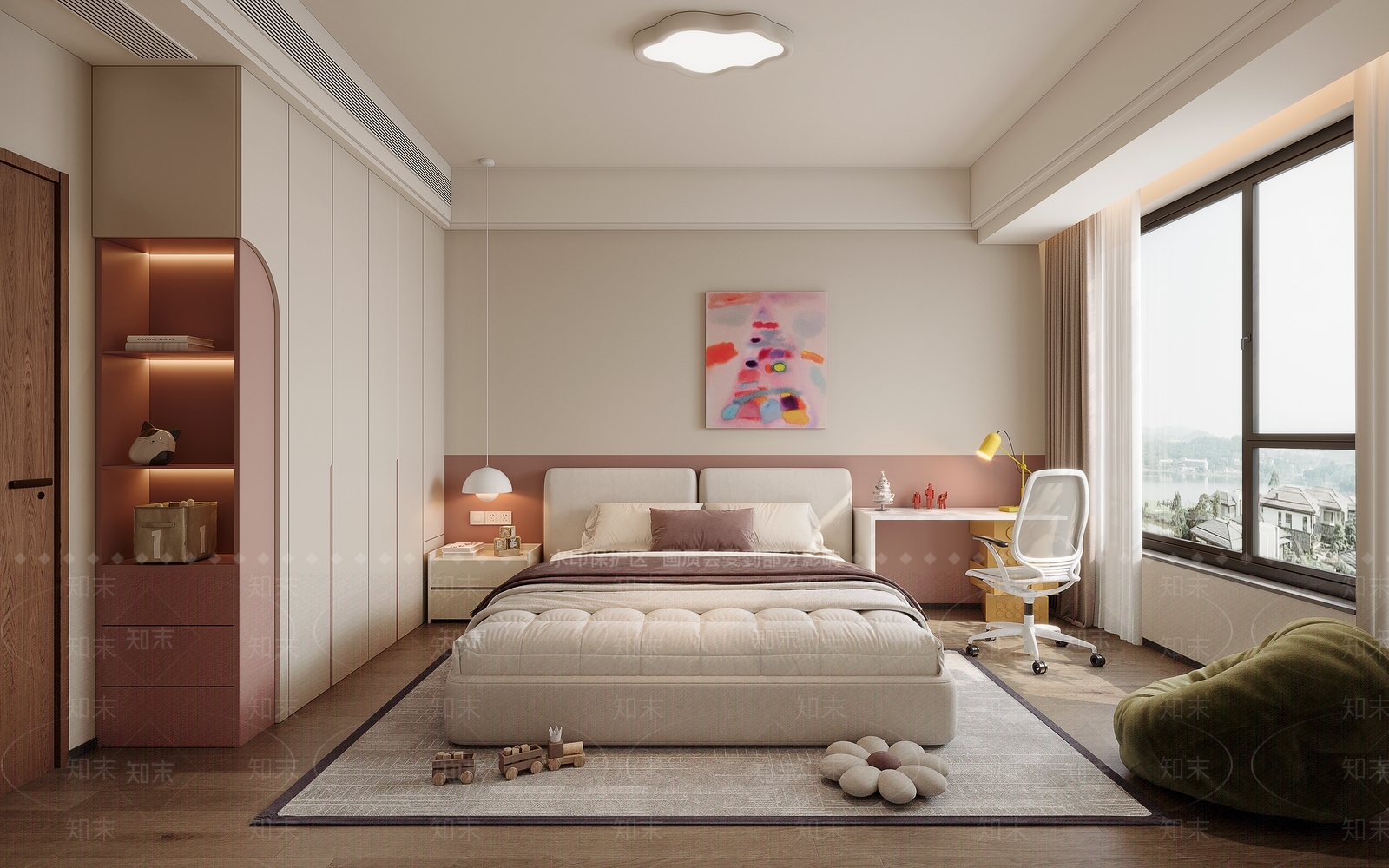 现代奶油女孩房3D模型下载【ID:1192272248】