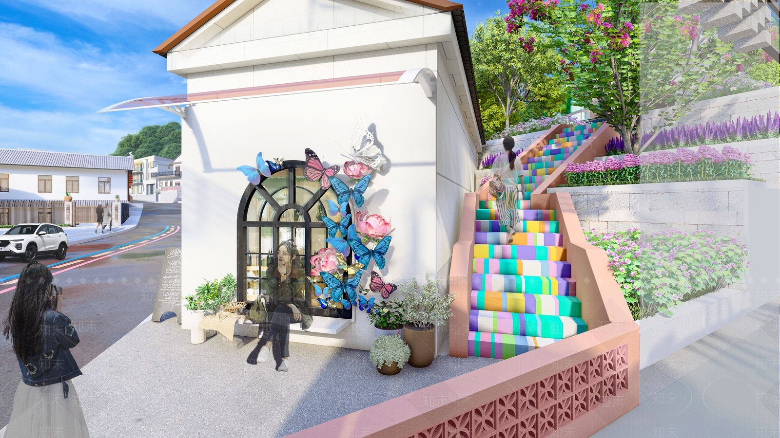 现代景墙SU模型下载【ID:1192307610】