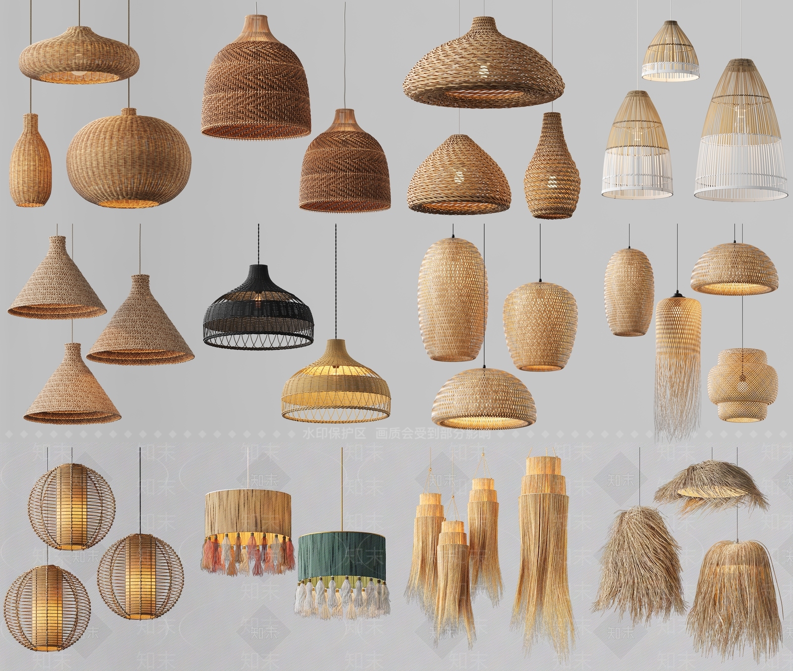 现代日式吊灯3D模型下载【ID:1192307882】