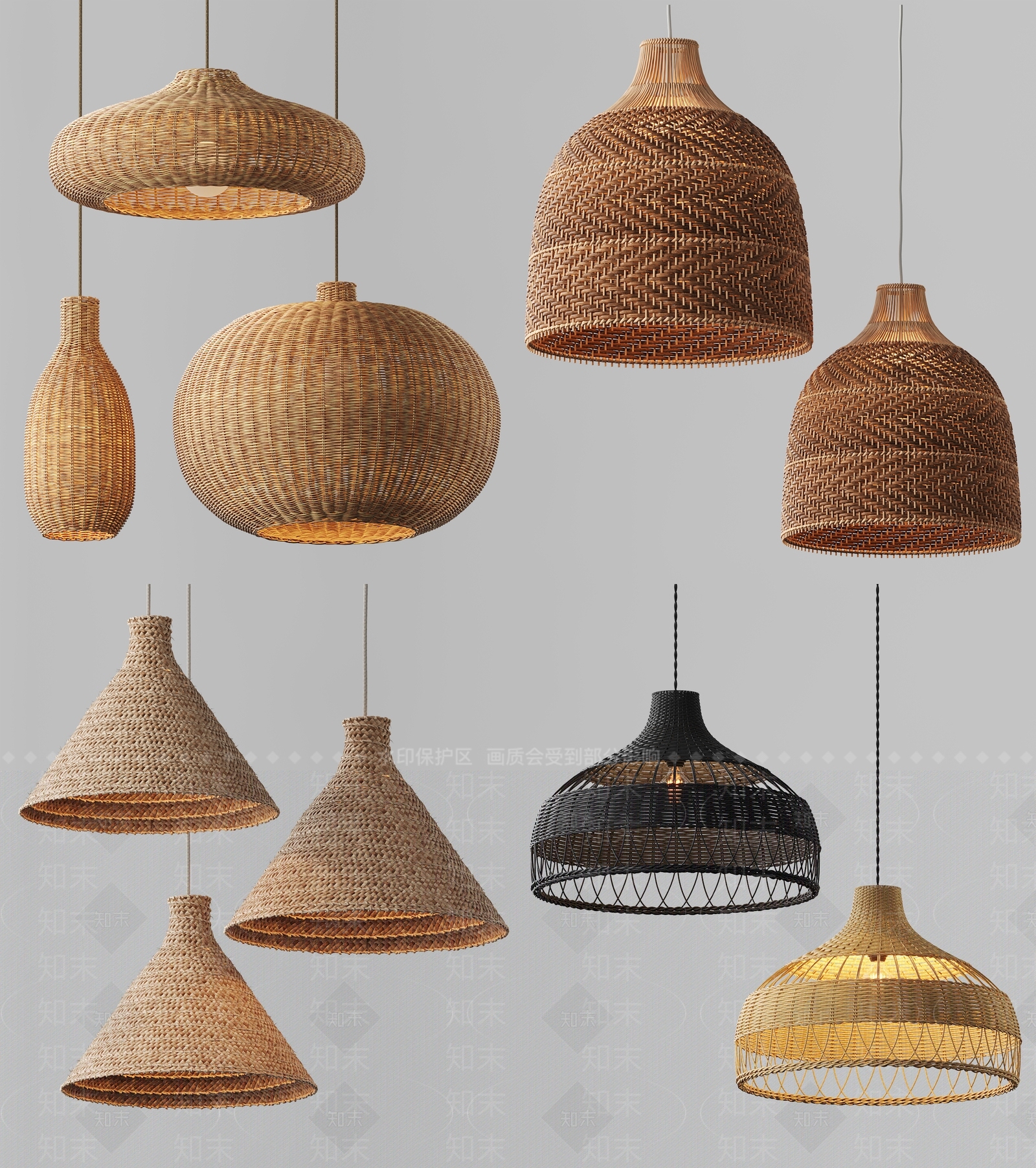 现代日式吊灯3D模型下载【ID:1192307882】