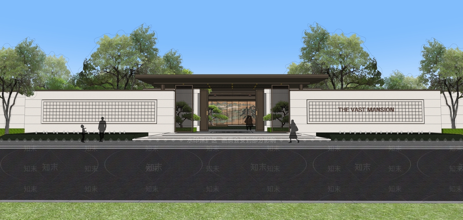 新中式小区建筑SU模型下载【ID:1192280132】